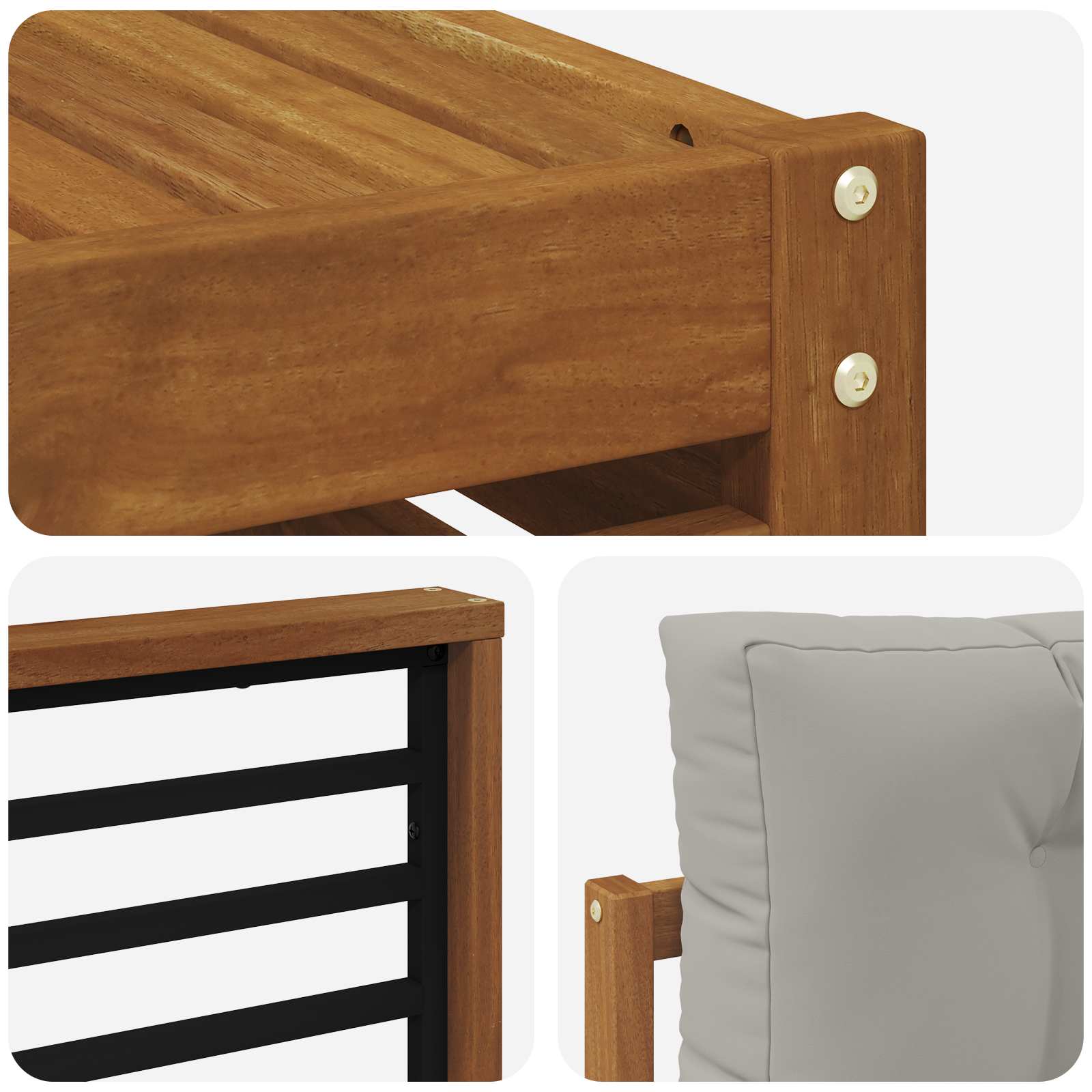 Outdoor-Sofagarnitur mit Kissen 7 pcs Natürlich und Hellgrau