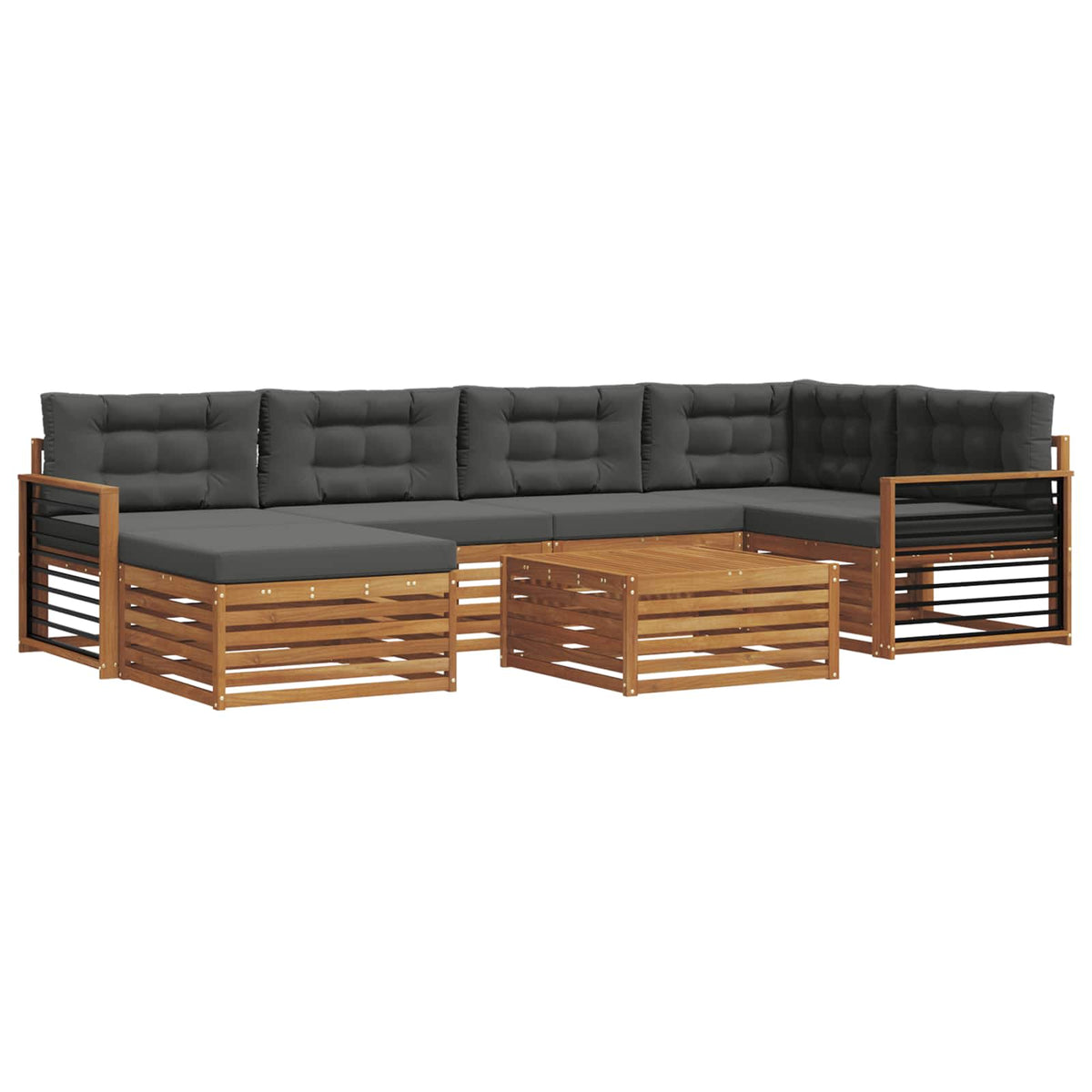 Outdoor-Sofagarnitur 7 stk. Natur und Anthrazit