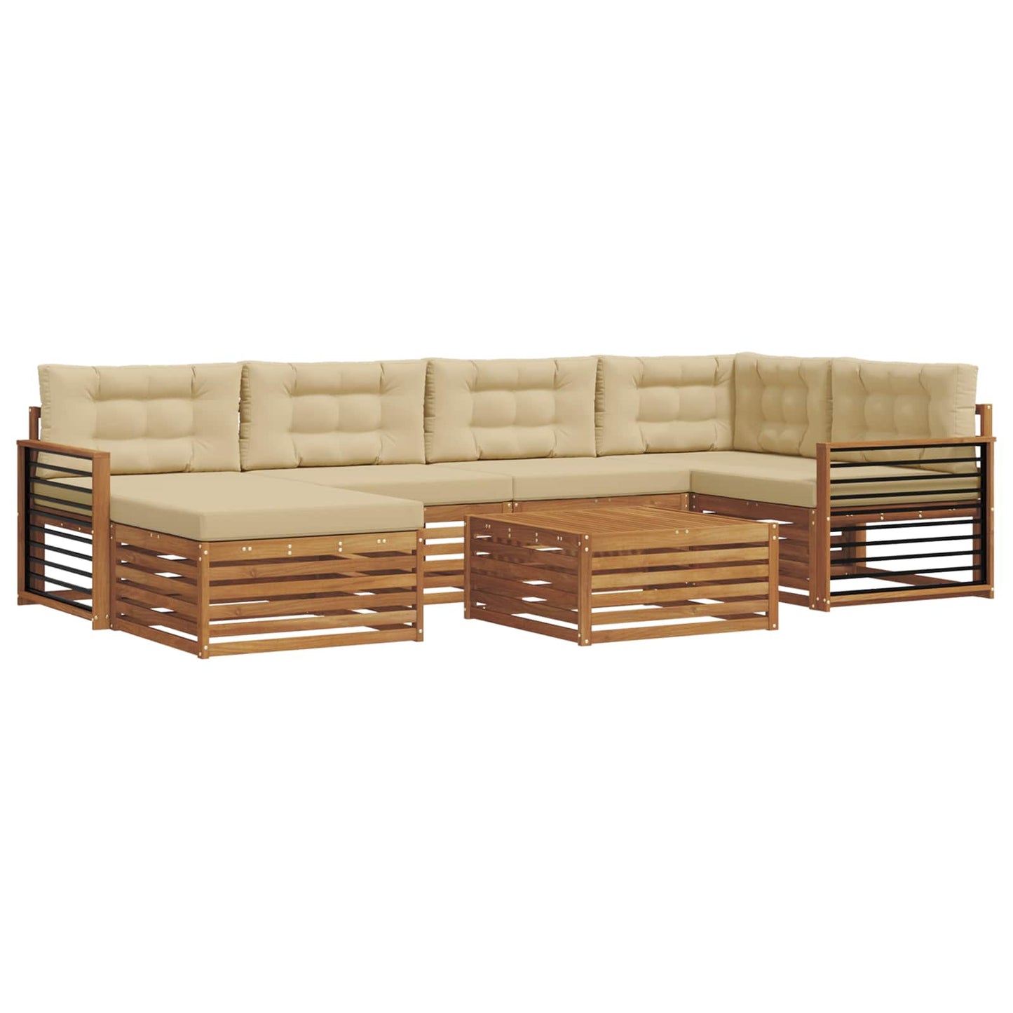 Outdoor-Sofagarnitur 7 stk. Natur und Beige