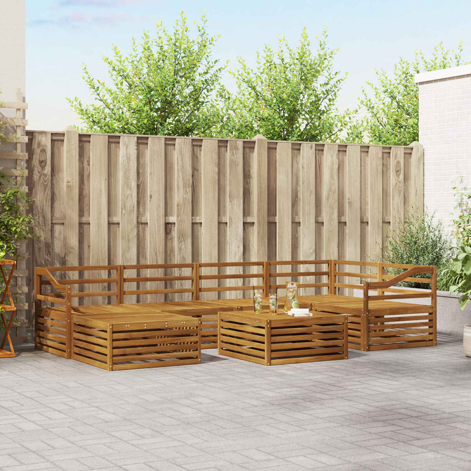 Outdoor-Sofagarnitur 7 pcs Natur Massivholz Akazie