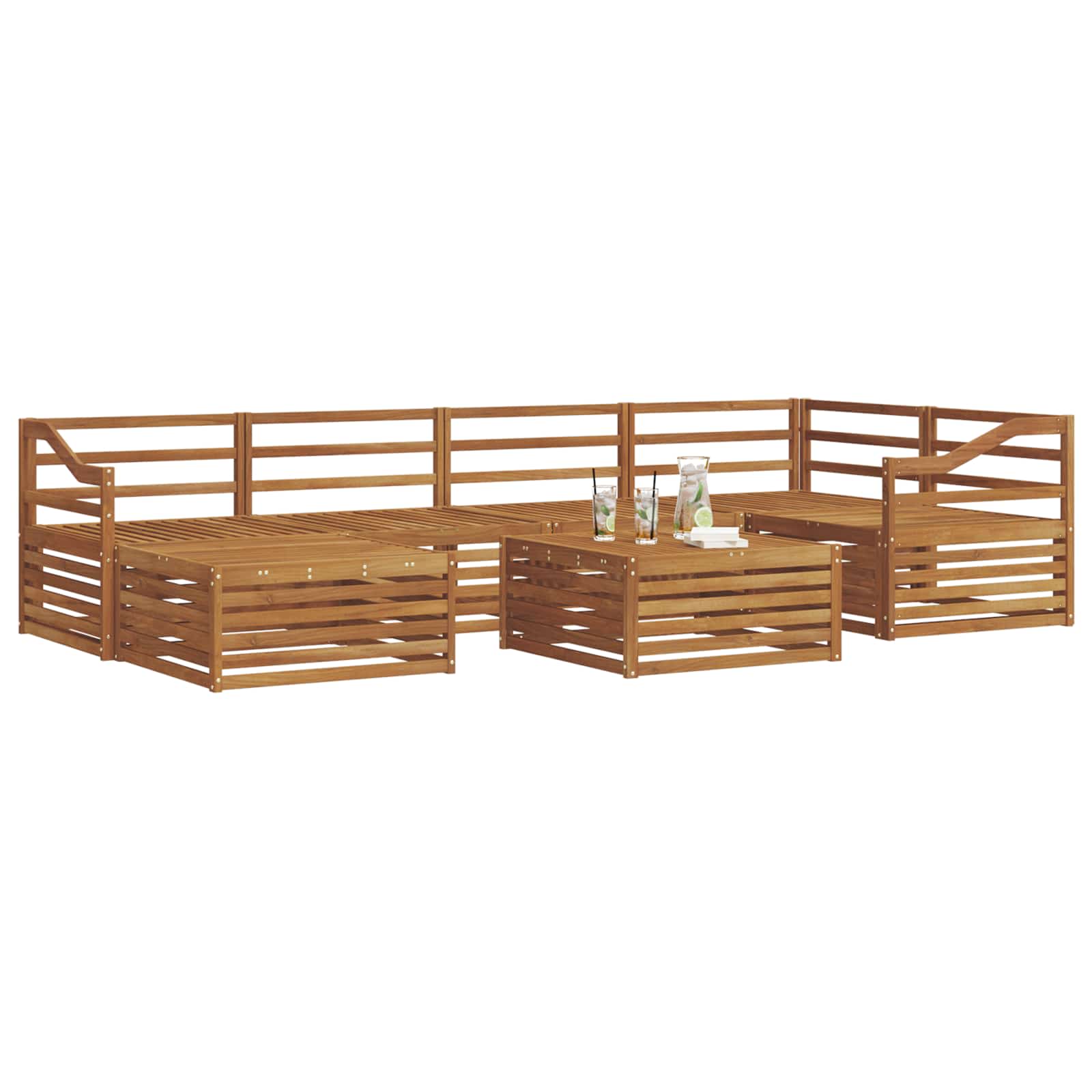 Outdoor-Sofagarnitur 7 pcs Natur Massivholz Akazie