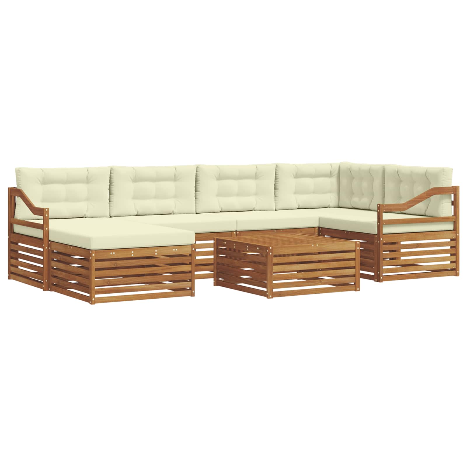 Outdoor-Sofagarnitur mit Kissen 7 pcs Natur und Creme