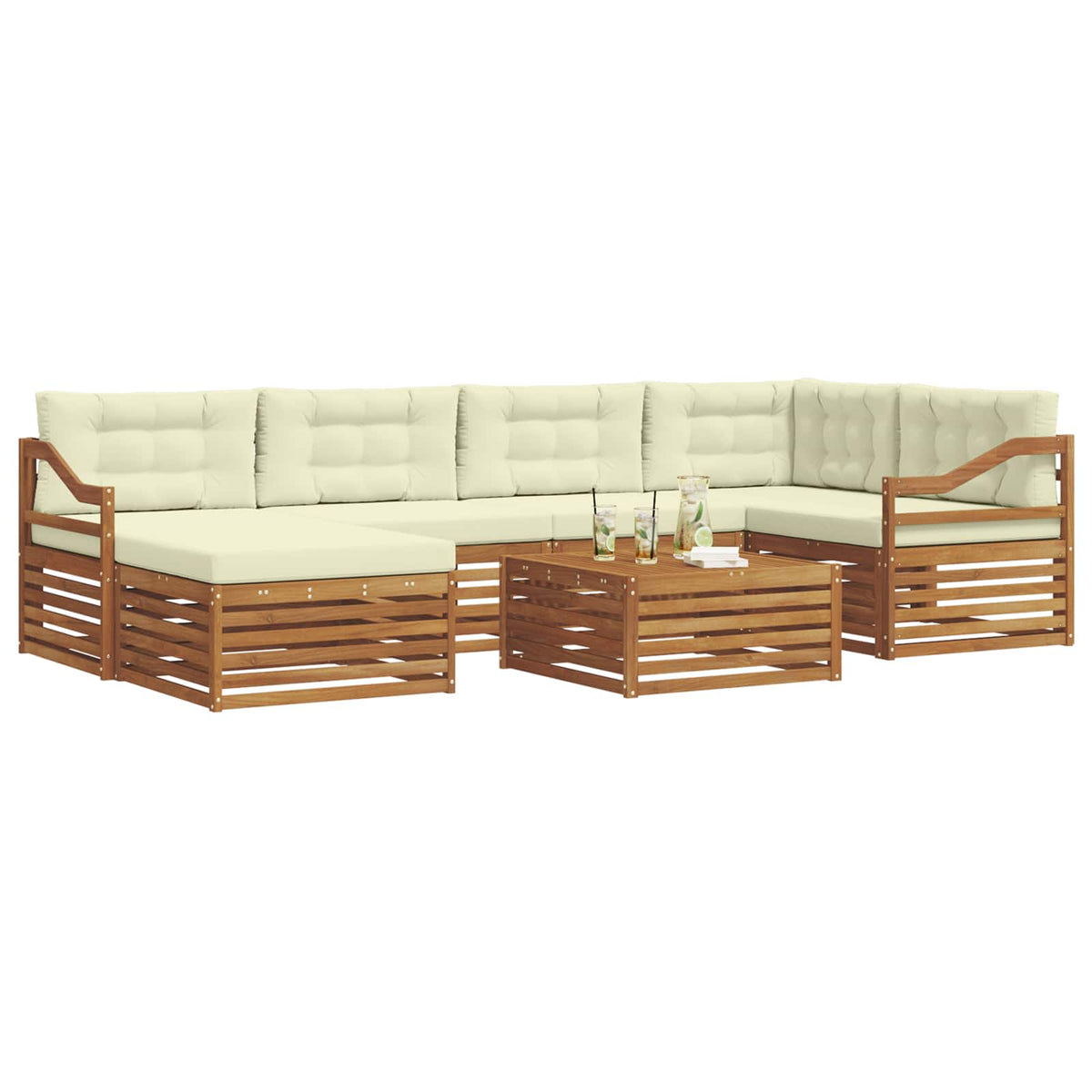 Outdoor-Sofagarnitur 7 stk. Natur und Creme