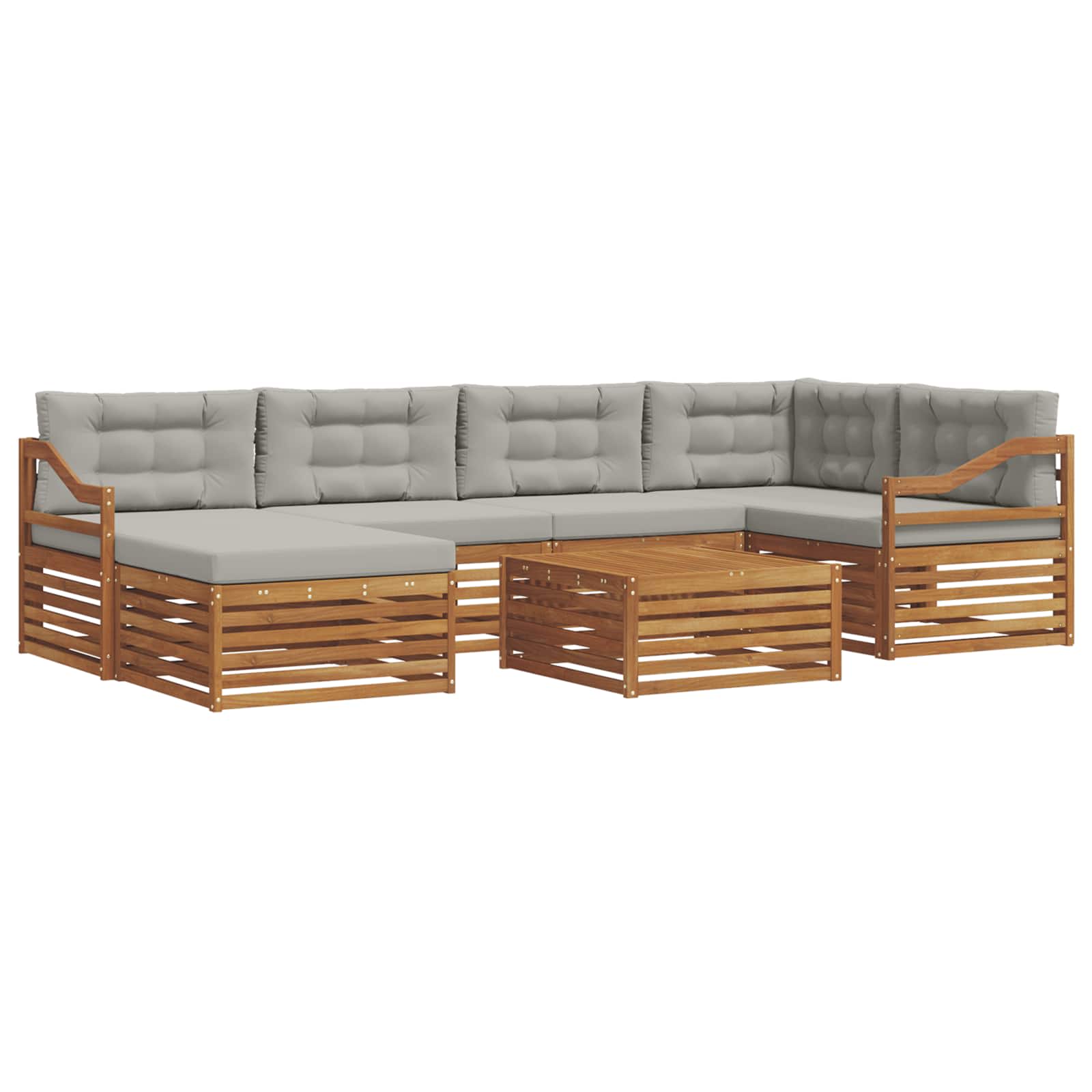 Outdoor-Sofagarnitur mit Kissen 7 pcs Natürlich und Hellgrau