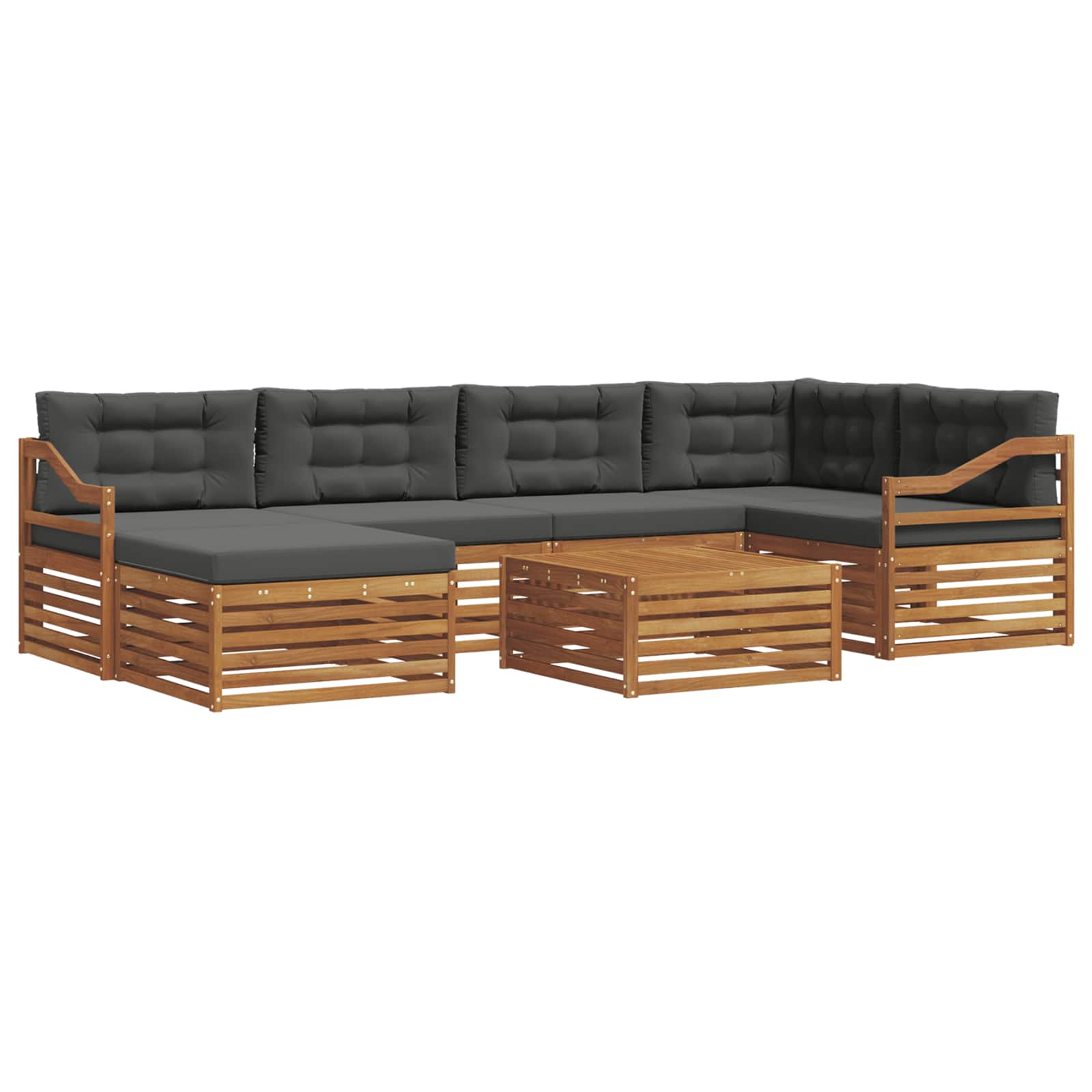 Outdoor-Sofagarnitur 7 stk. Natur und Anthrazit