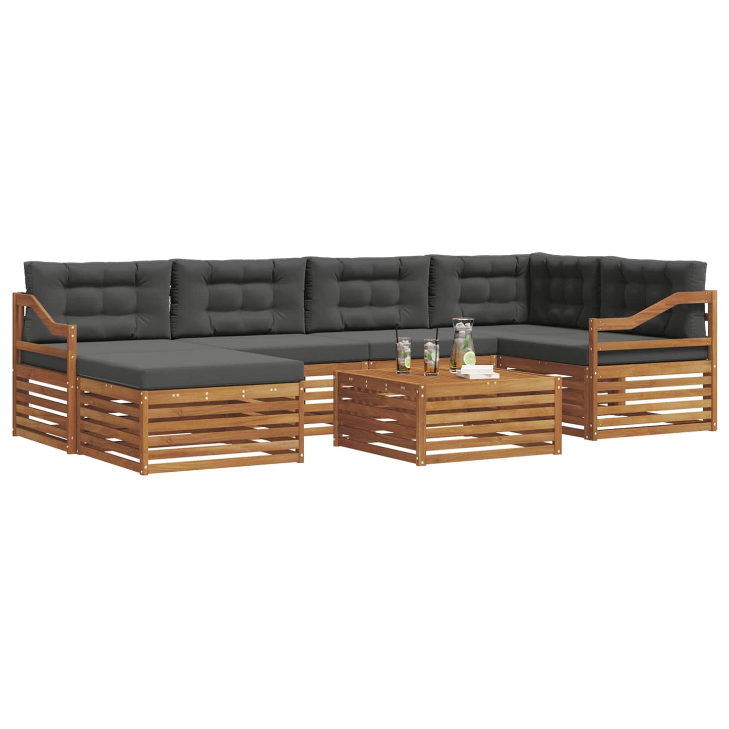 Outdoor-Sofagarnitur 7 stk. Natur und Anthrazit