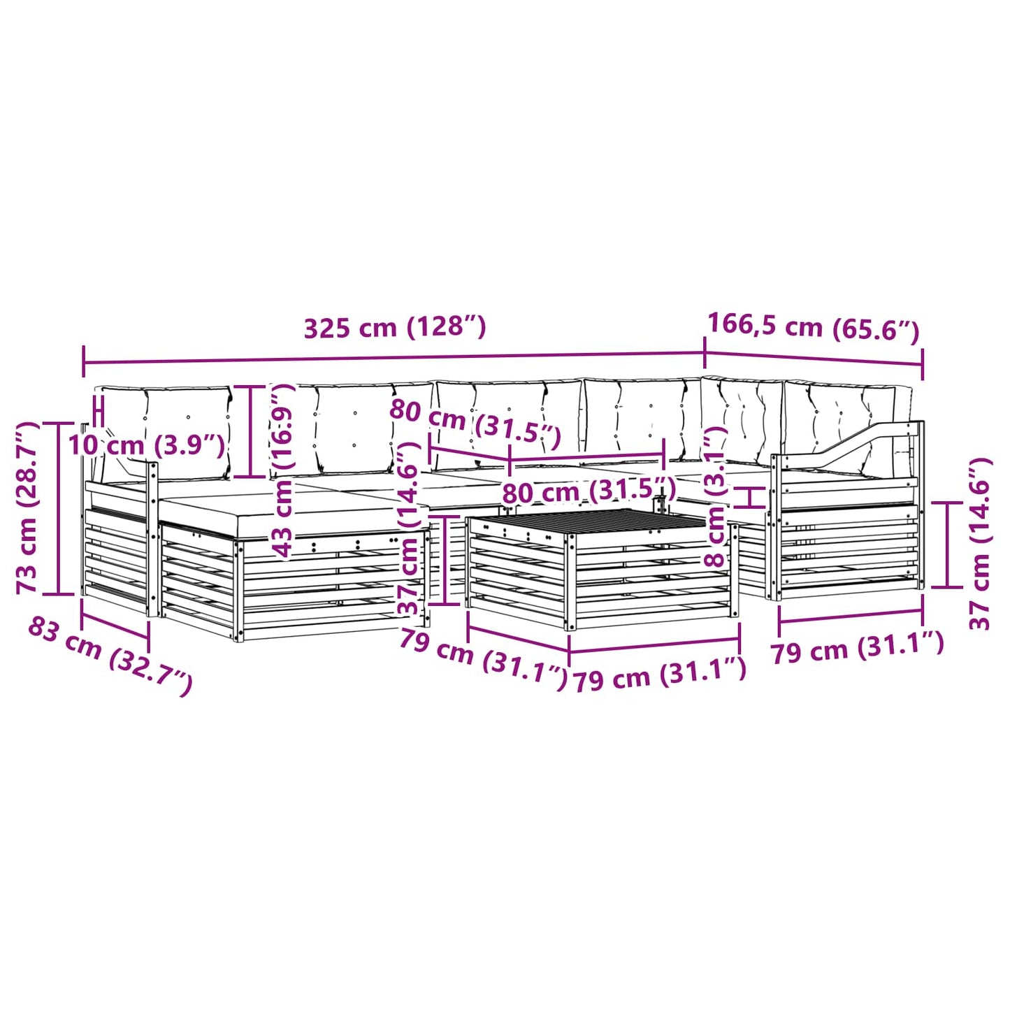 Outdoor-Sofagarnitur 7 stk. Natur und Anthrazit