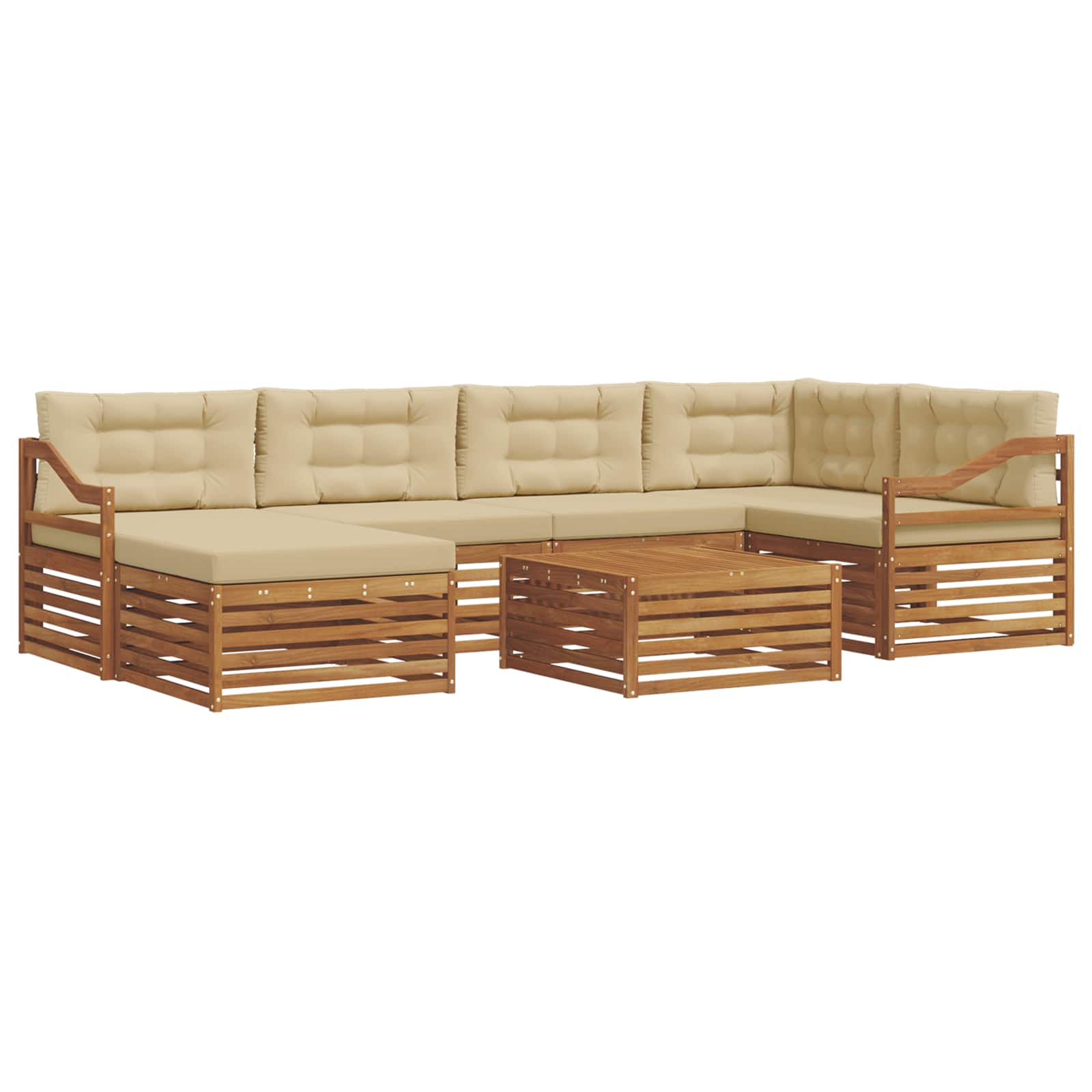 Outdoor-Sofagarnitur 7 stk. Natur und Beige