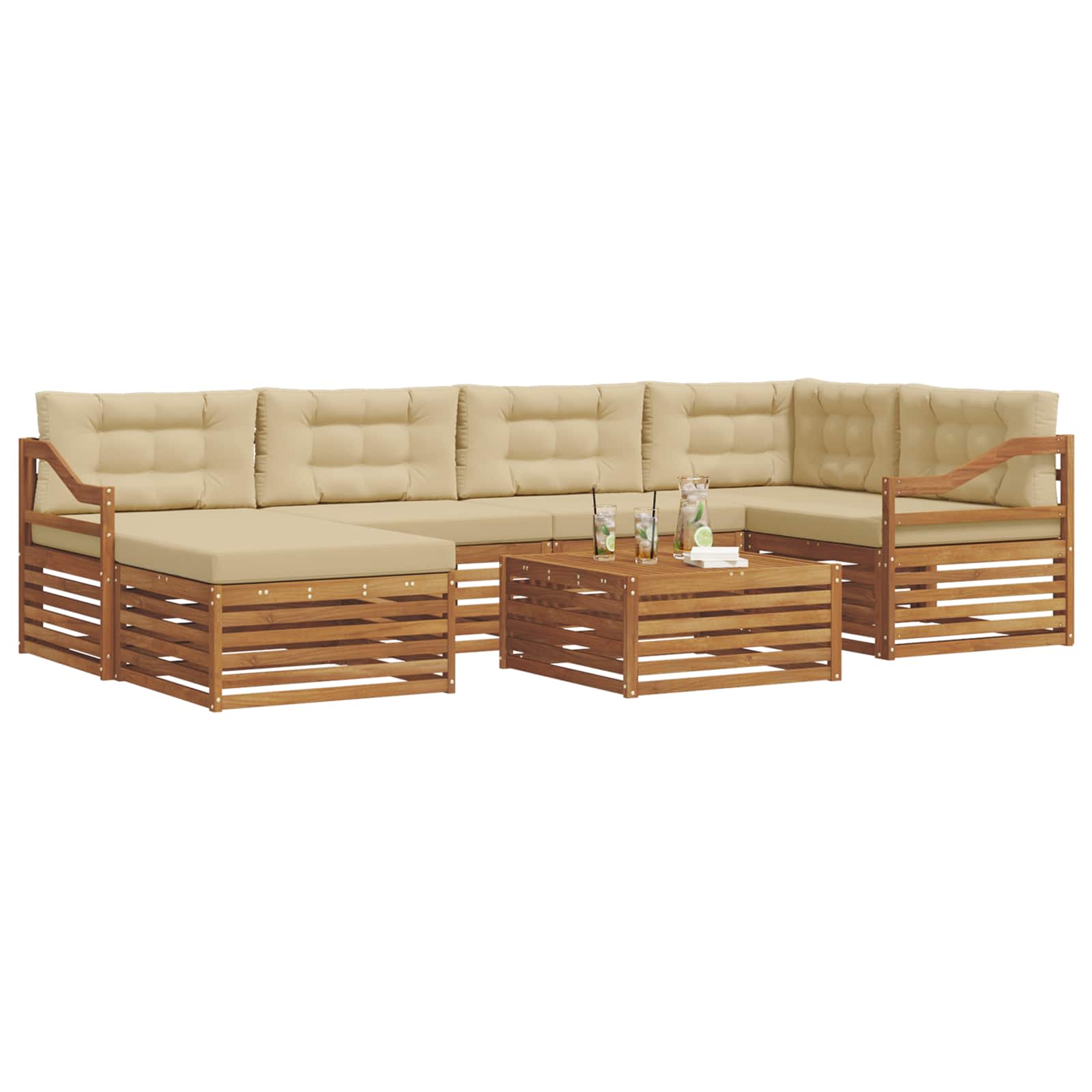 Outdoor-Sofagarnitur 7 stk. Natur und Beige