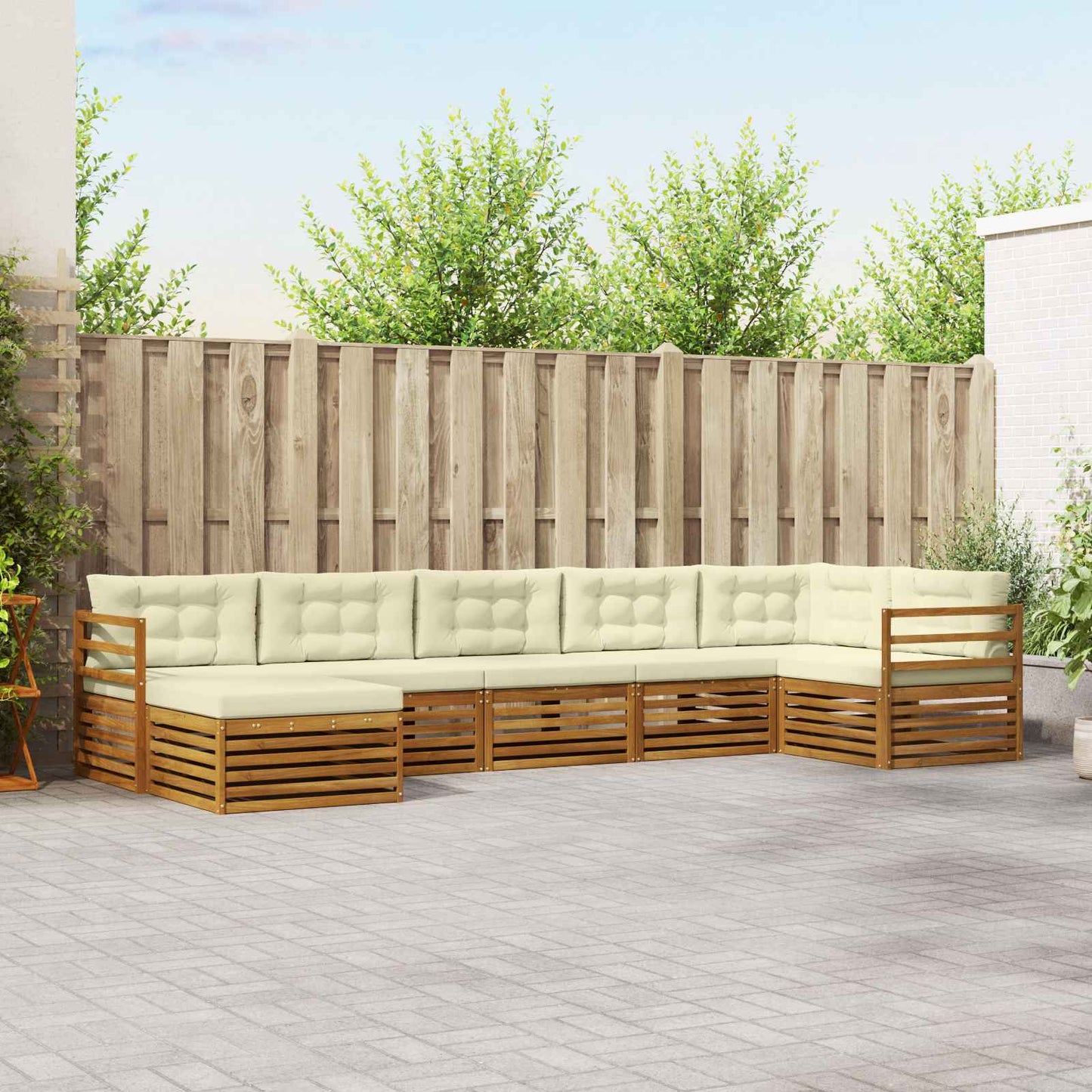 Outdoor-Sofagarnitur mit Kissen 7 pcs Natur und Creme