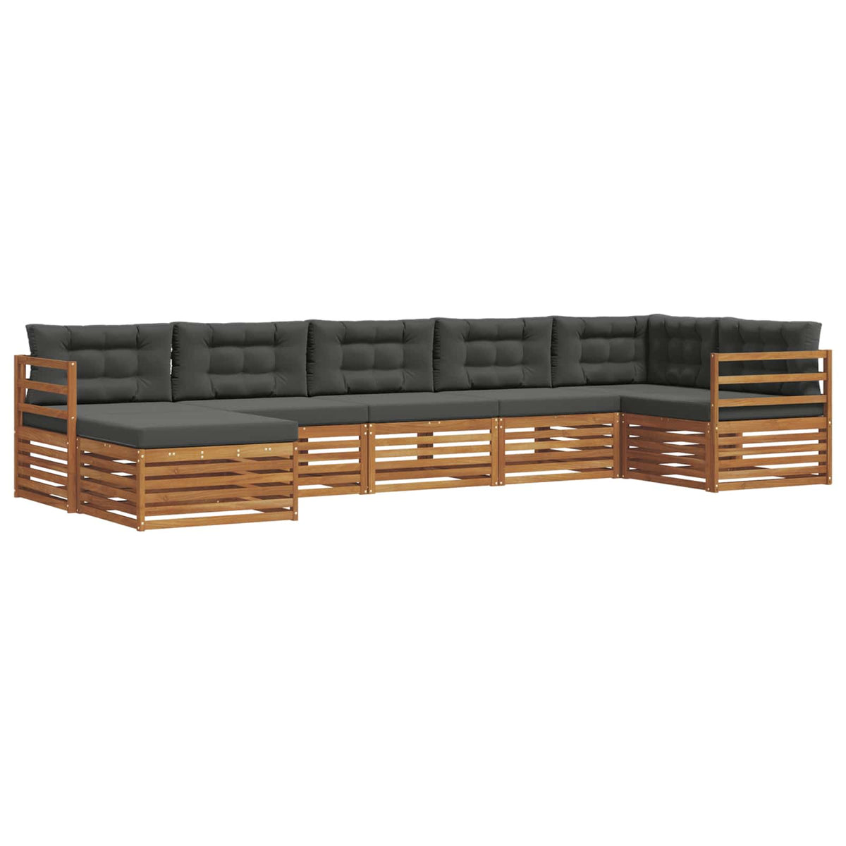 Outdoor-Sofagarnitur 7 stk. Natur und Anthrazit