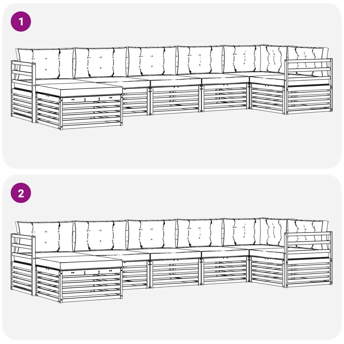 Outdoor-Sofagarnitur 7 stk. Natur und Anthrazit