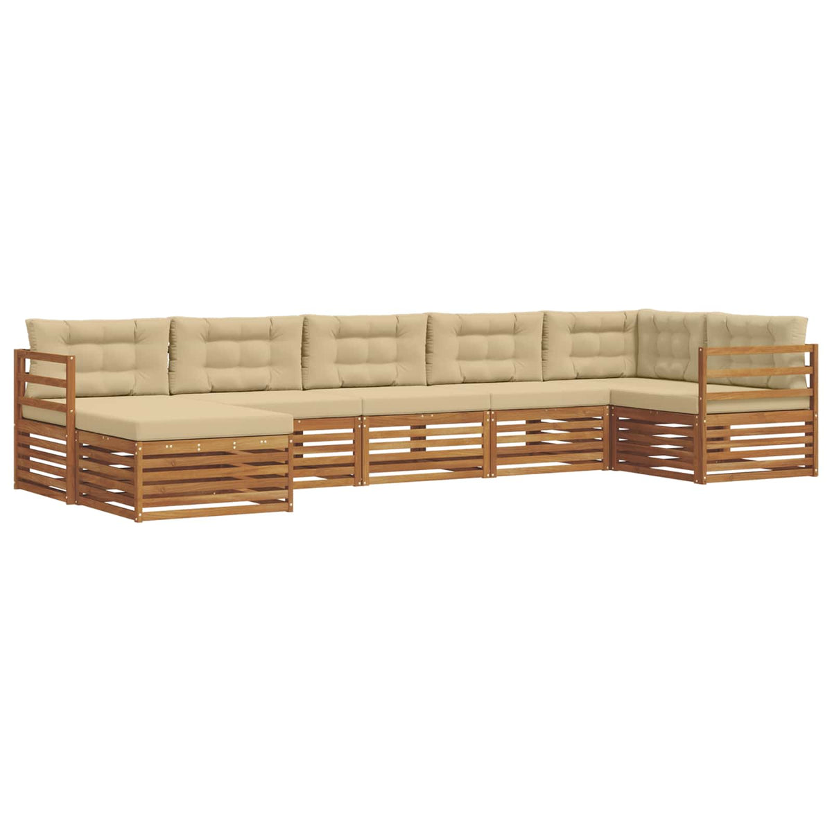 Outdoor-Sofagarnitur 7 stk. Natur und Beige
