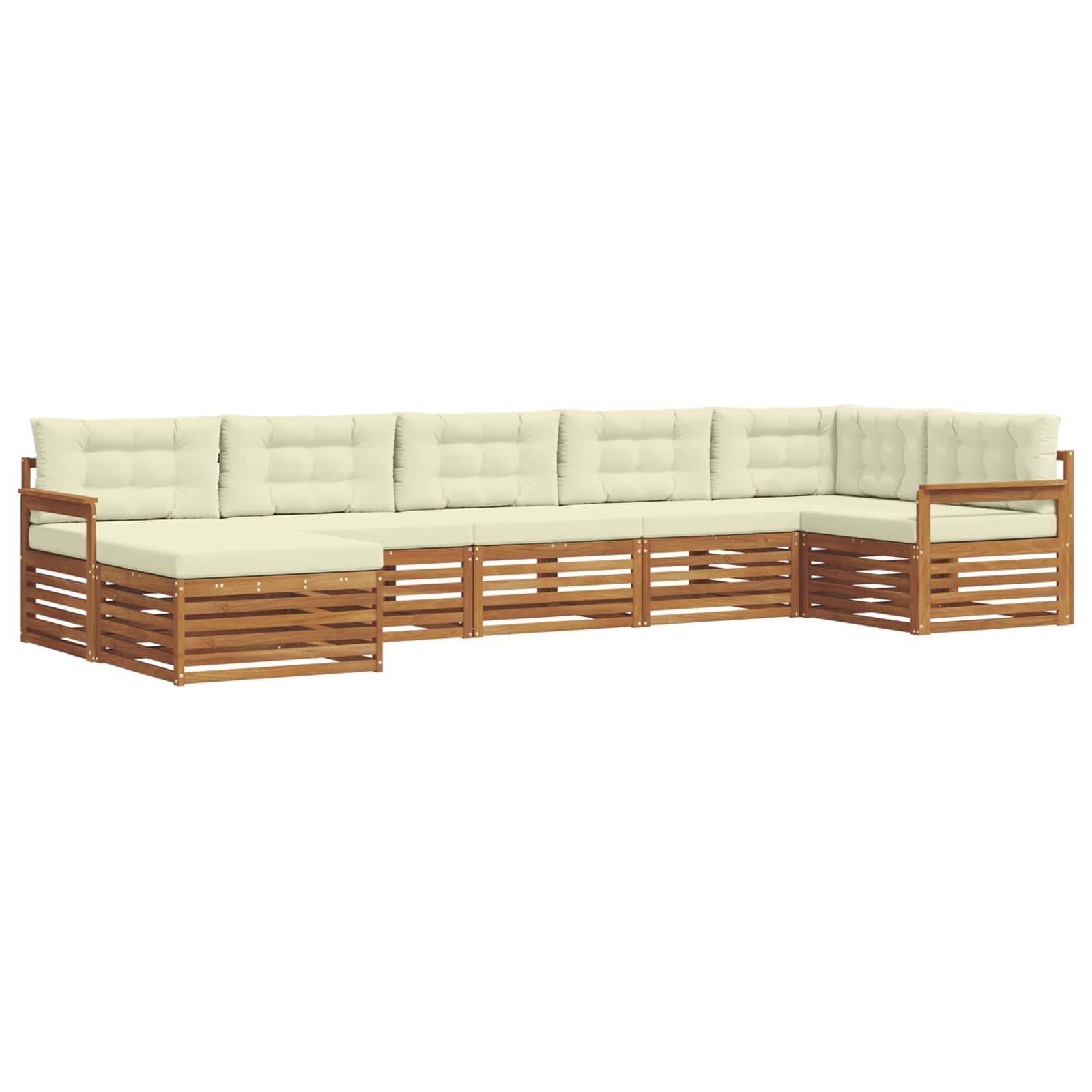Outdoor-Sofagarnitur mit Kissen 7 pcs Natur und Creme