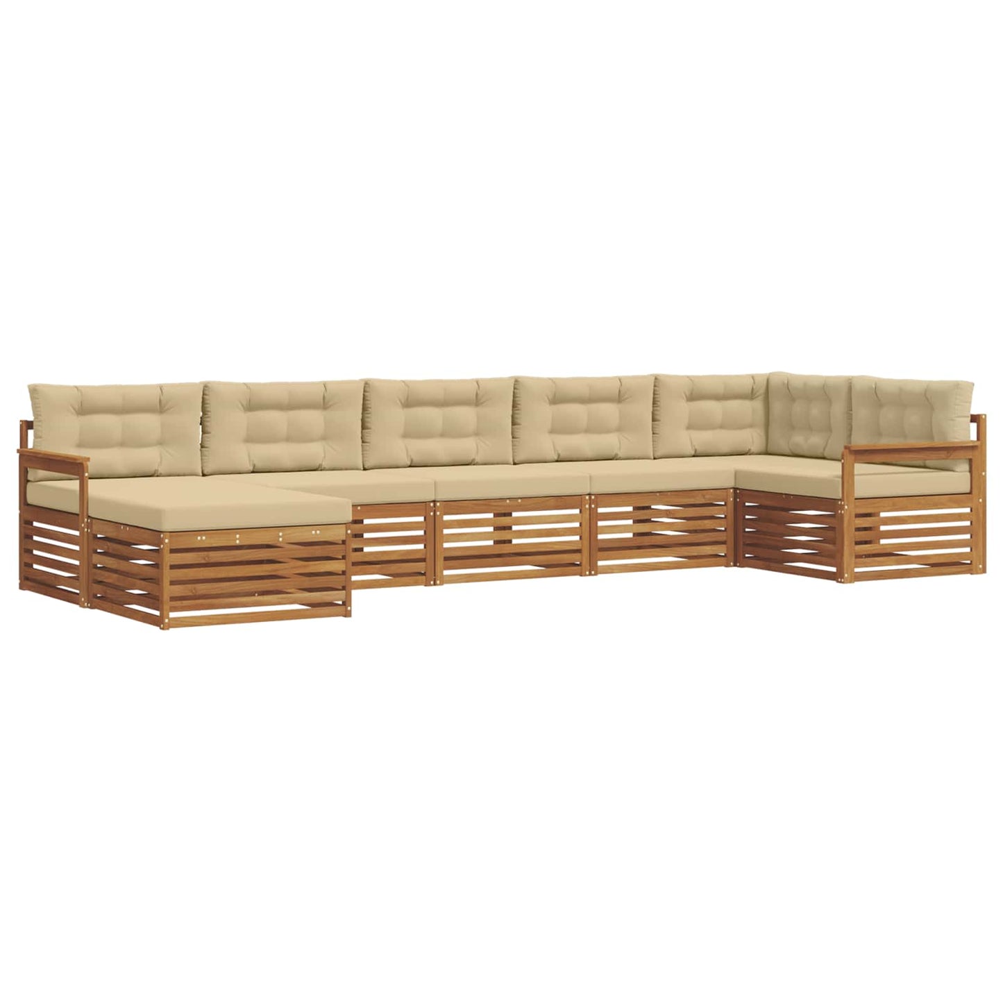 Outdoor-Sofagarnitur mit Kissen 7 pcs Natur und Beige