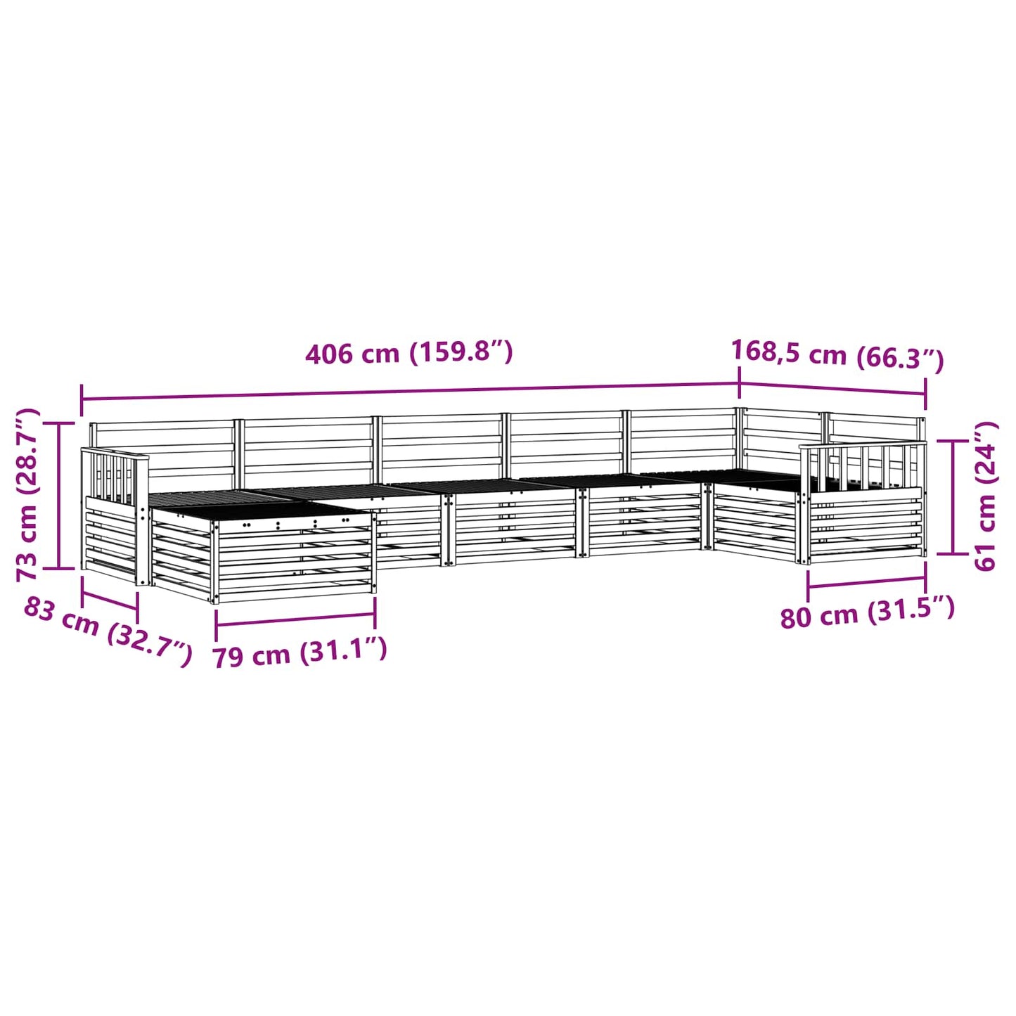 Outdoor-Sofagarnitur 7 pcs Natur