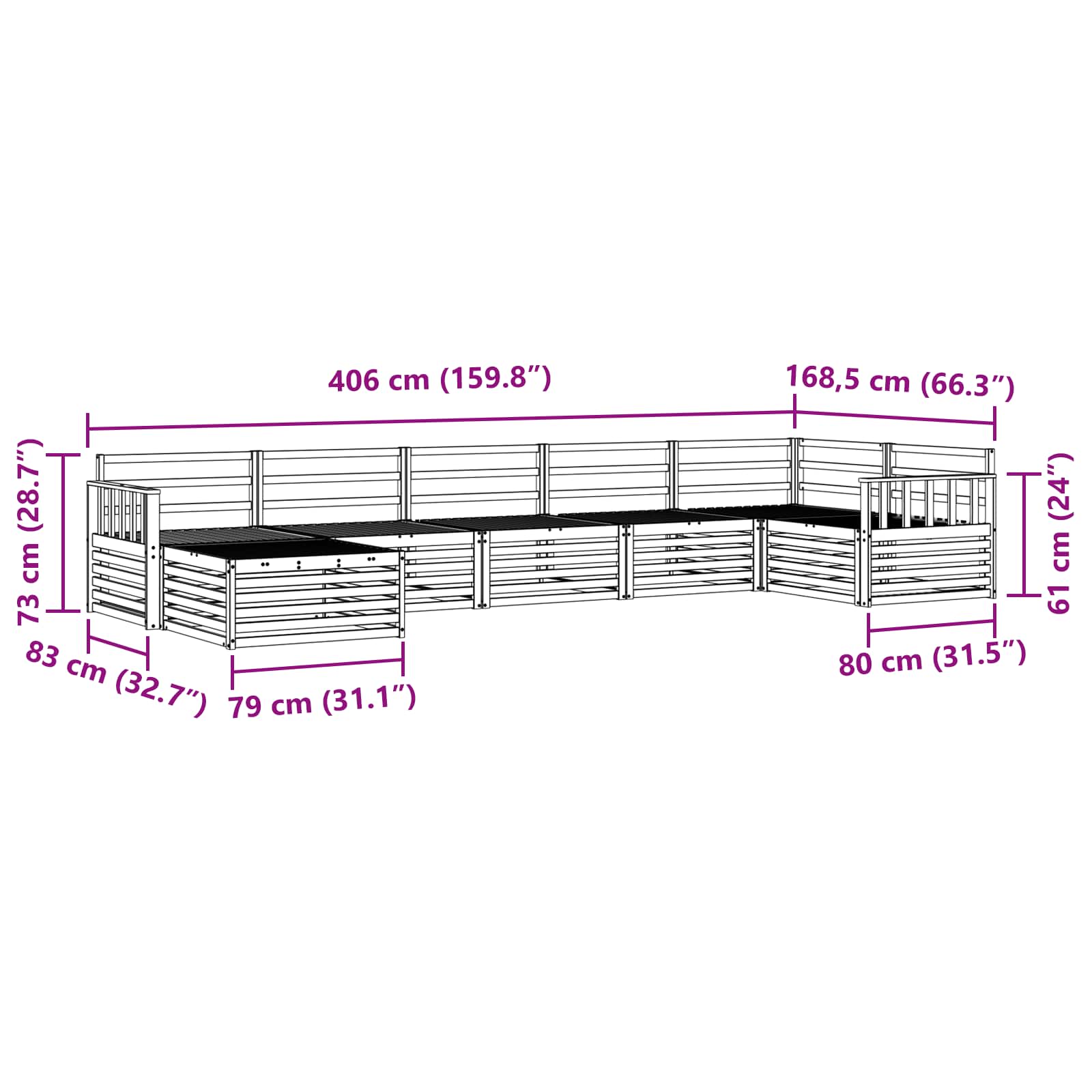 Outdoor-Sofagarnitur 7 pcs Natur