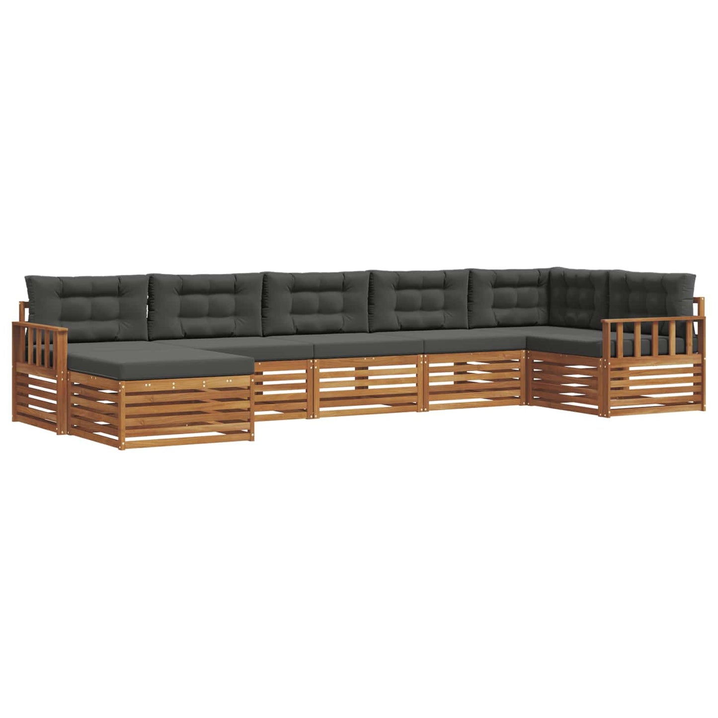 Outdoor-Sofagarnitur mit Kissen 7 pcs Natur und Anthrazit