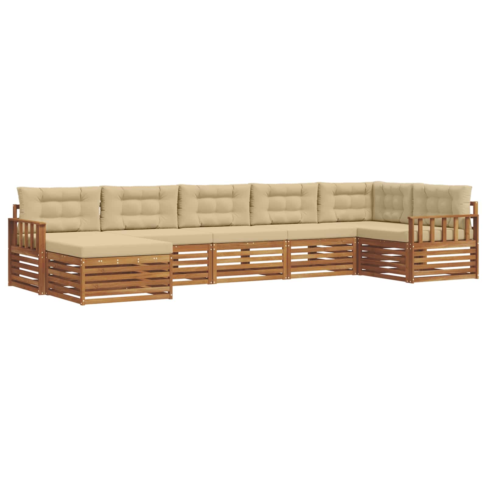 Outdoor-Sofagarnitur mit Kissen 7 pcs Natur und Beige