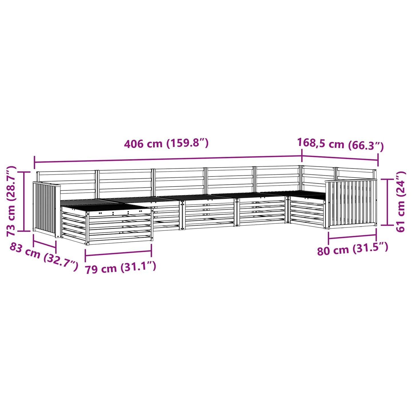 Outdoor-Sofagarnitur 7 pcs Natur