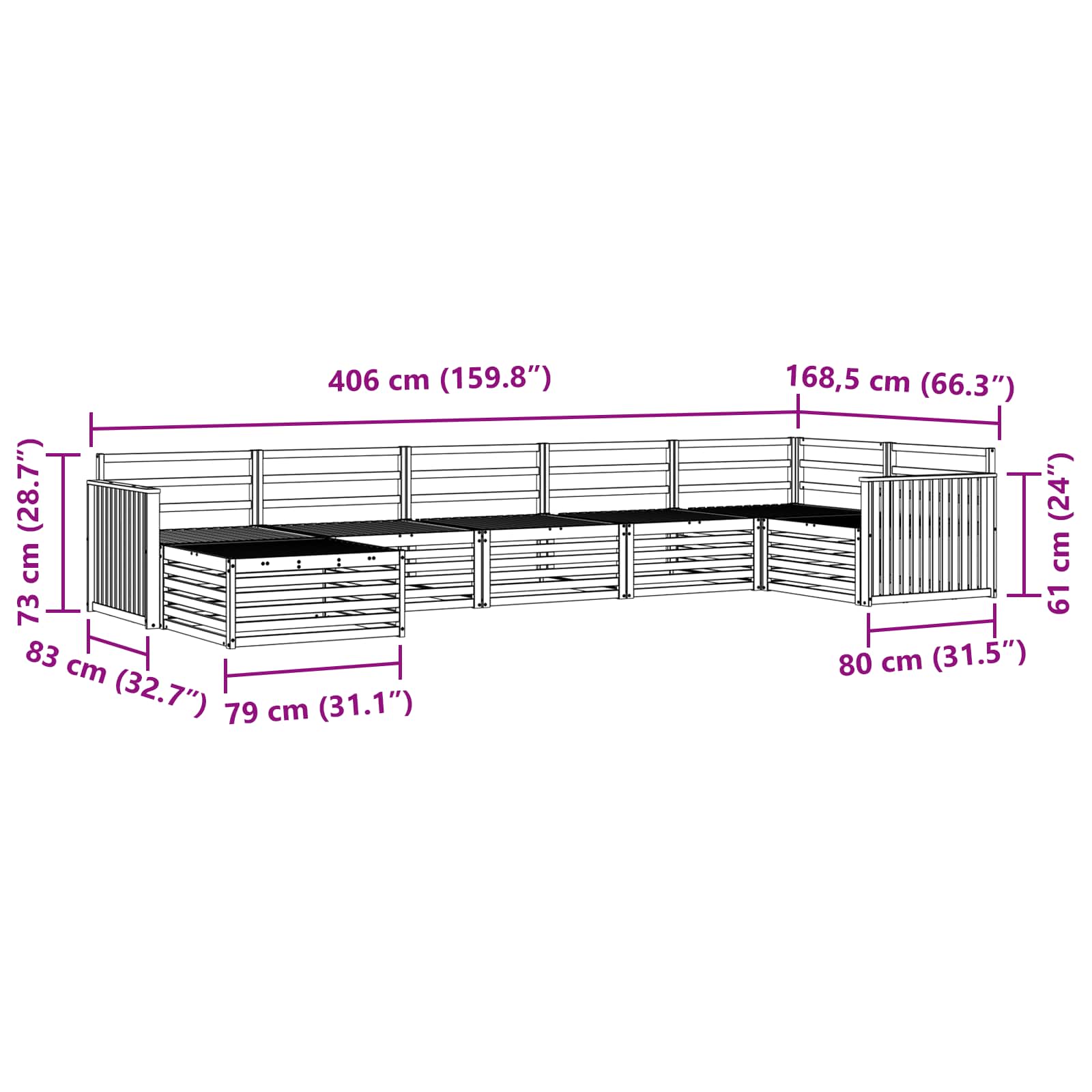 Outdoor-Sofagarnitur 7 pcs Natur