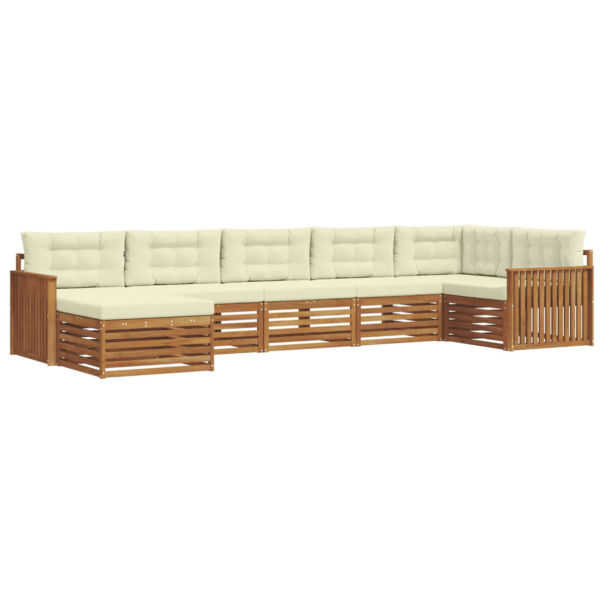 Outdoor-Sofagarnitur 7 stk. Natur und Creme
