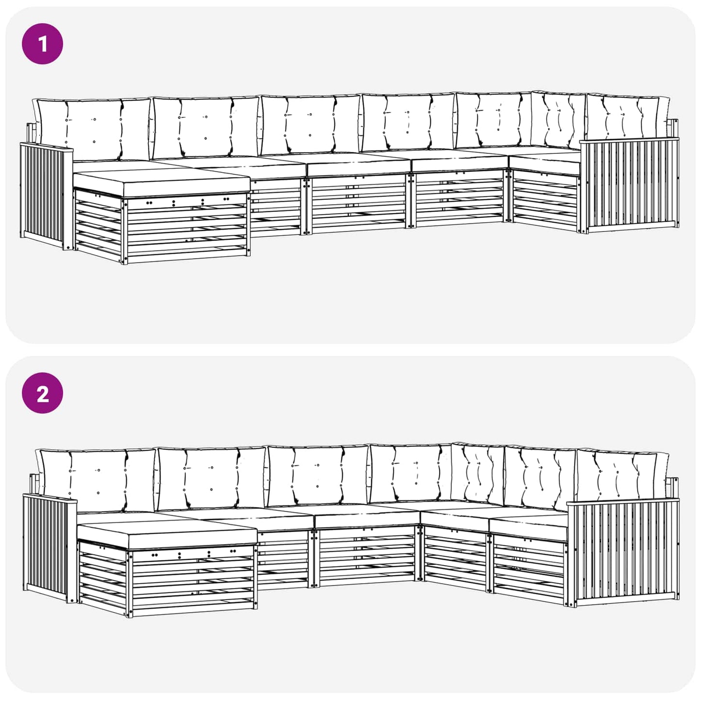 Outdoor-Sofagarnitur mit Kissen 7 pcs Natur und Creme