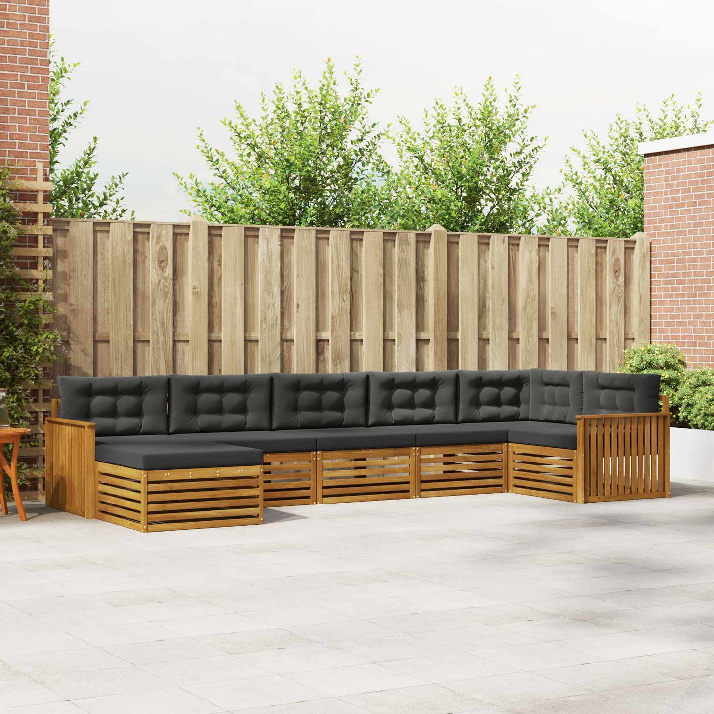 Outdoor-Sofagarnitur mit Kissen 7 pcs Natur und Anthrazit