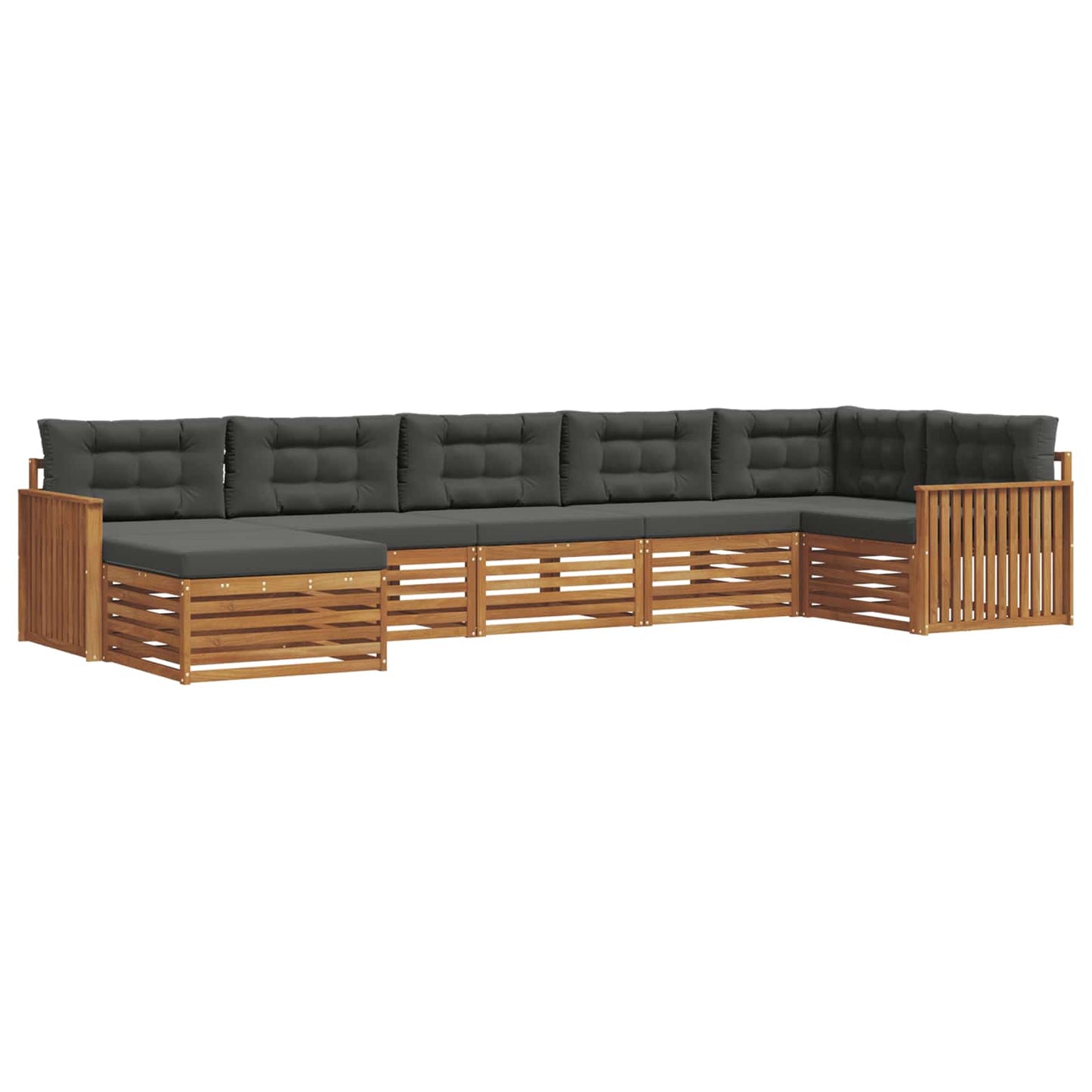 Outdoor-Sofagarnitur mit Kissen 7 pcs Natur und Anthrazit