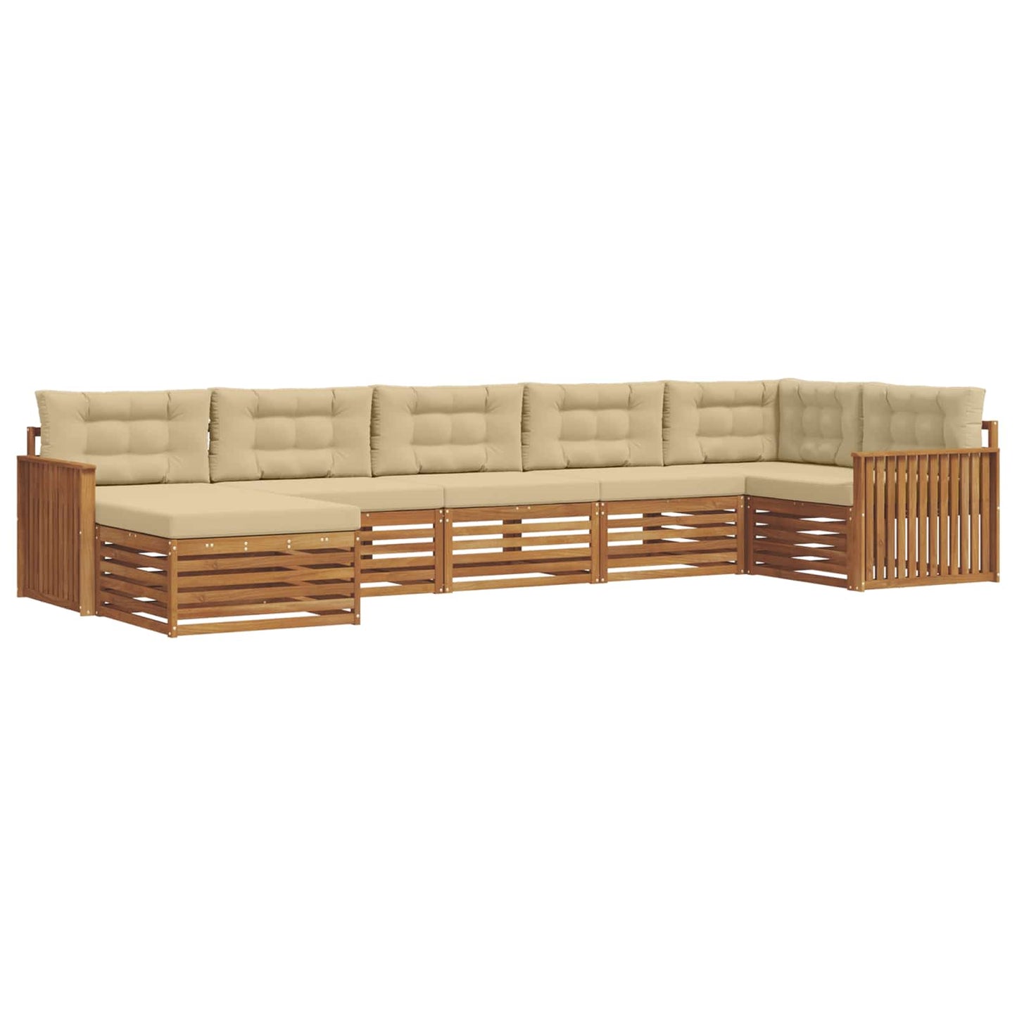 Outdoor-Sofagarnitur mit Kissen 7 pcs Natur und Beige
