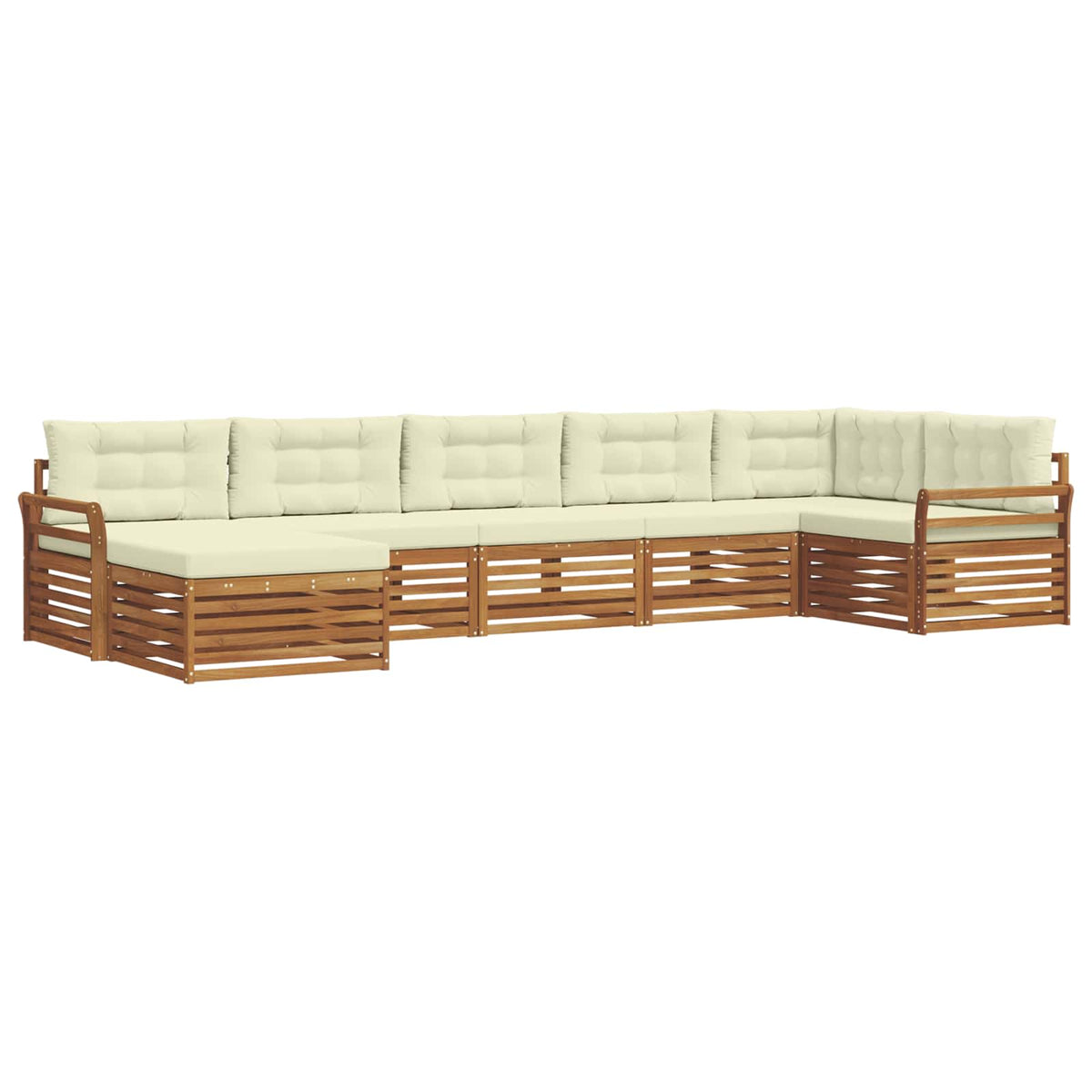 Outdoor-Sofagarnitur 7 stk. Natur und Creme