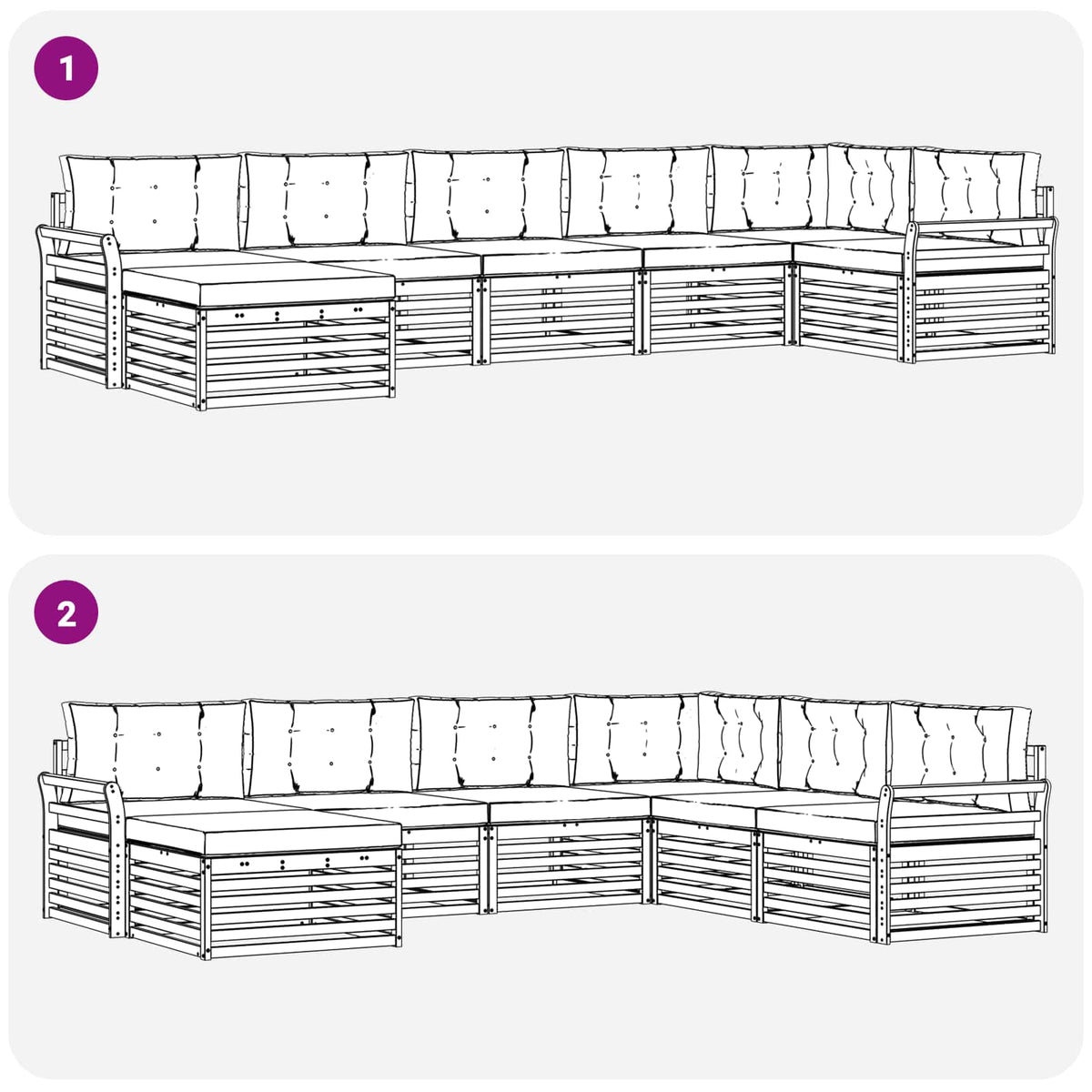Outdoor-Sofagarnitur 7 stk. Natur und Creme