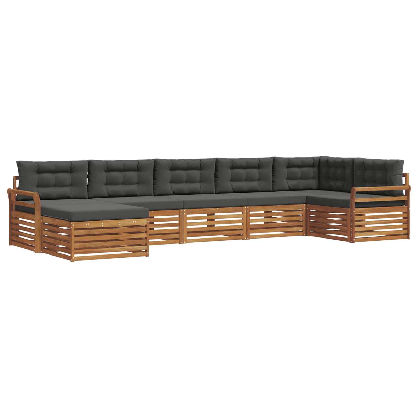 Outdoor-Sofagarnitur mit Kissen 7 pcs Natur und Anthrazit