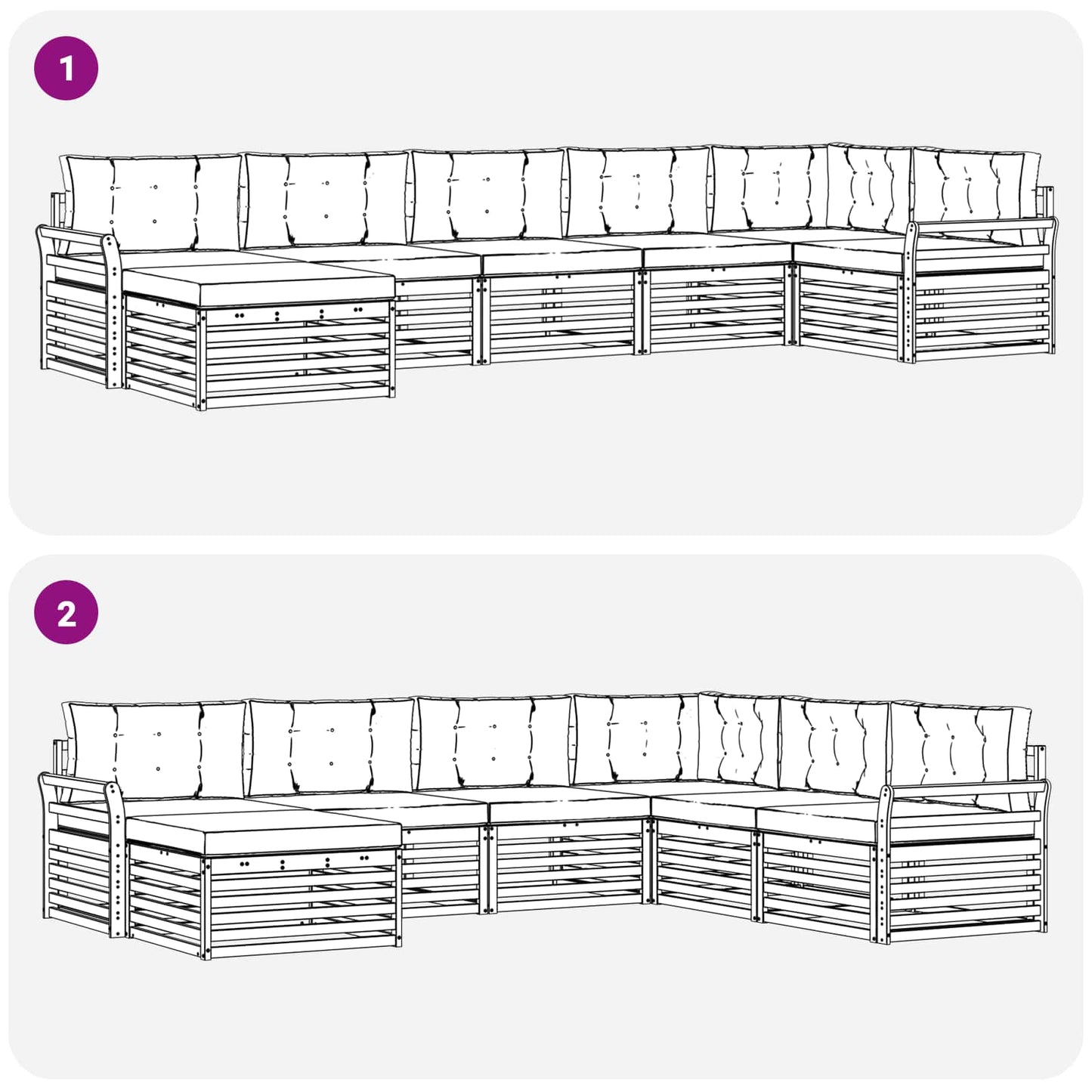 Outdoor-Sofagarnitur mit Kissen 7 pcs Natur und Anthrazit
