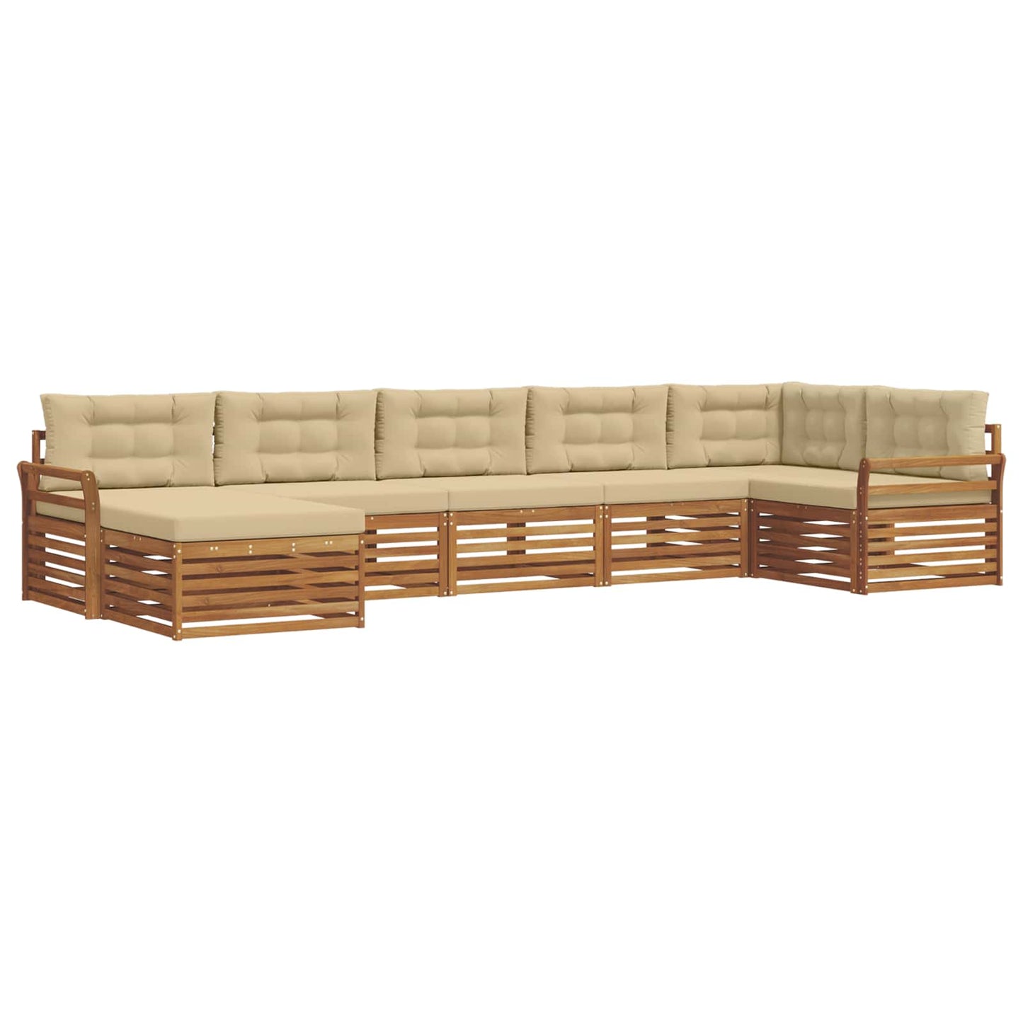 Outdoor-Sofagarnitur mit Kissen 7 pcs Natur und Beige