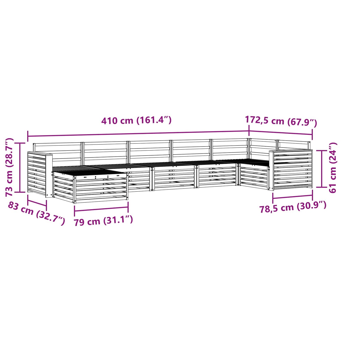 Outdoor-Sofagarnitur 7 pcs Natur
