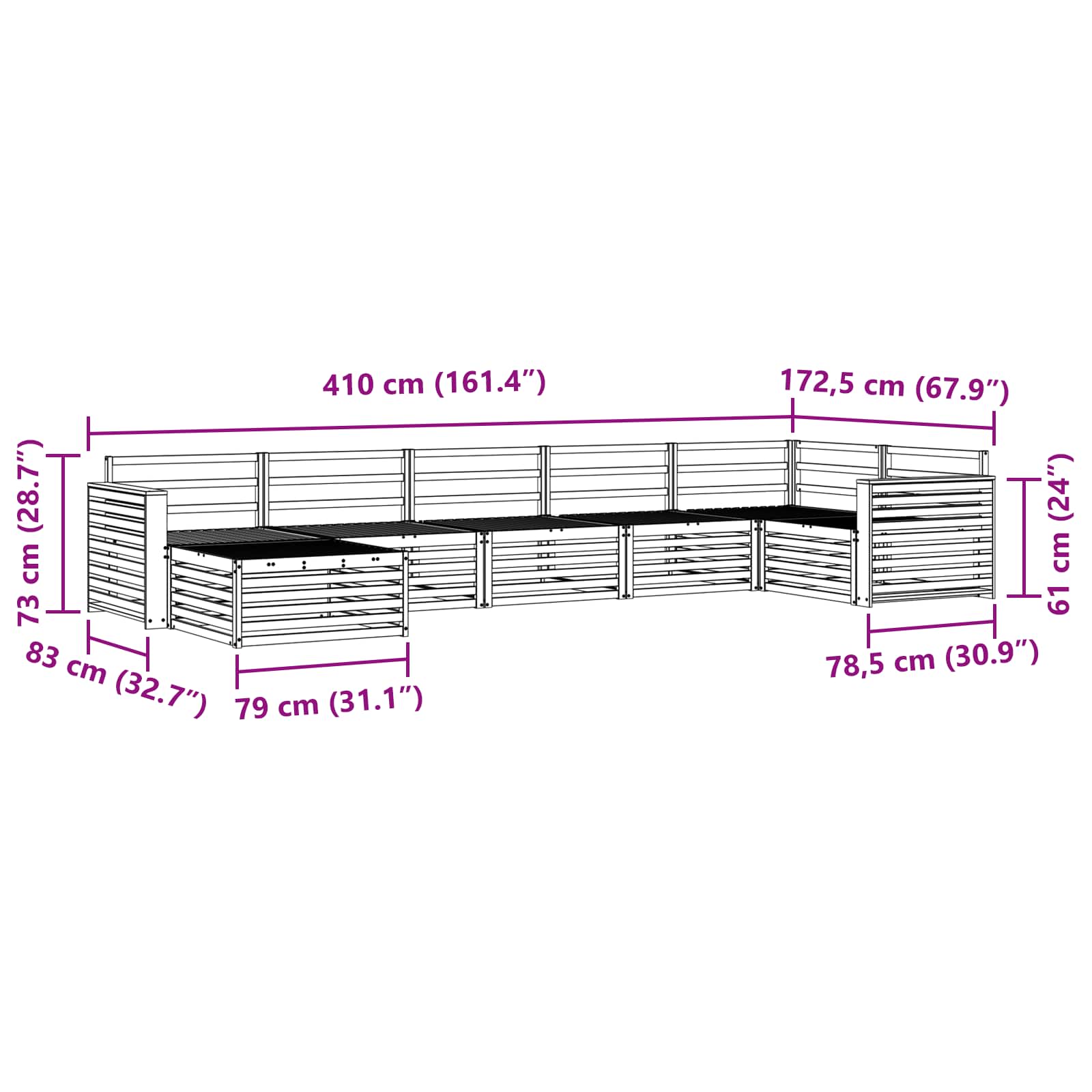 Outdoor-Sofagarnitur 7 pcs Natur