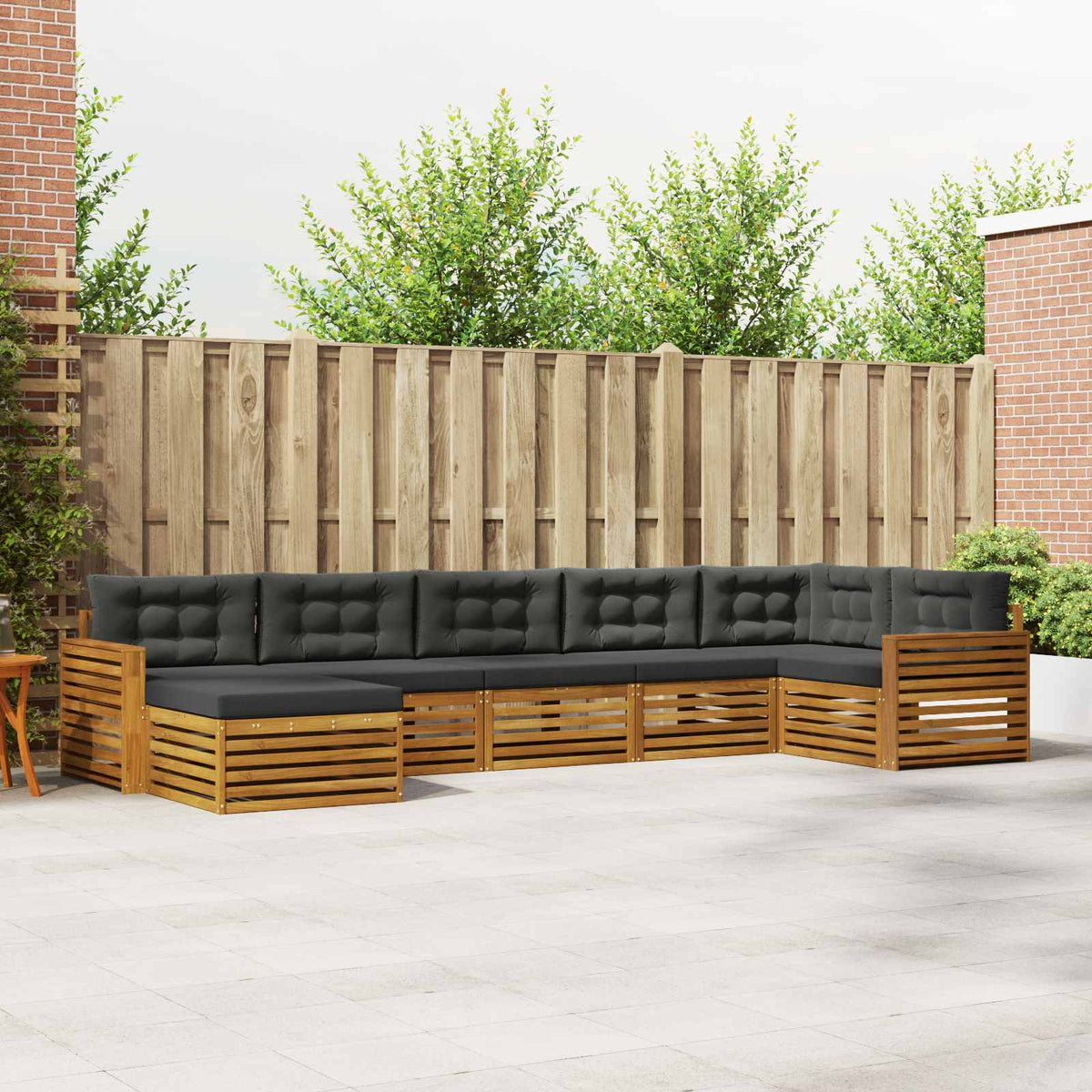Outdoor-Sofagarnitur 7 stk. Natur und Anthrazit