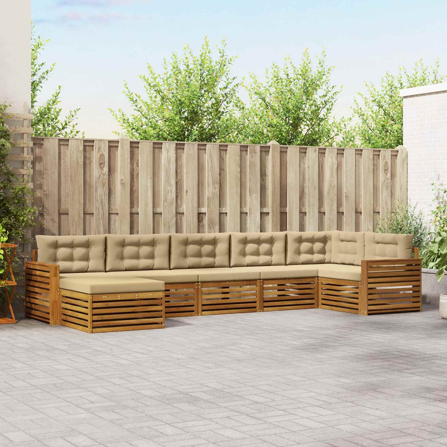 Outdoor-Sofagarnitur 7 stk. Natur und Beige