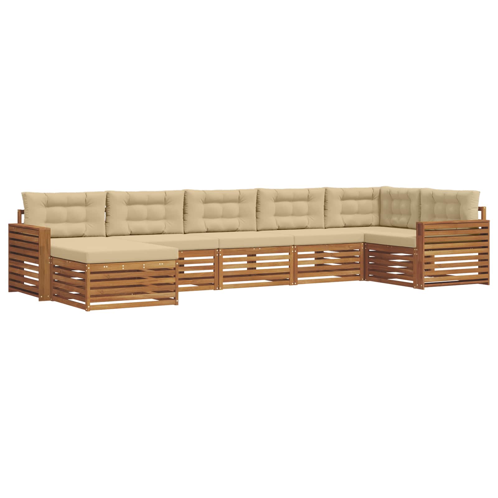 Outdoor-Sofagarnitur 7 stk. Natur und Beige