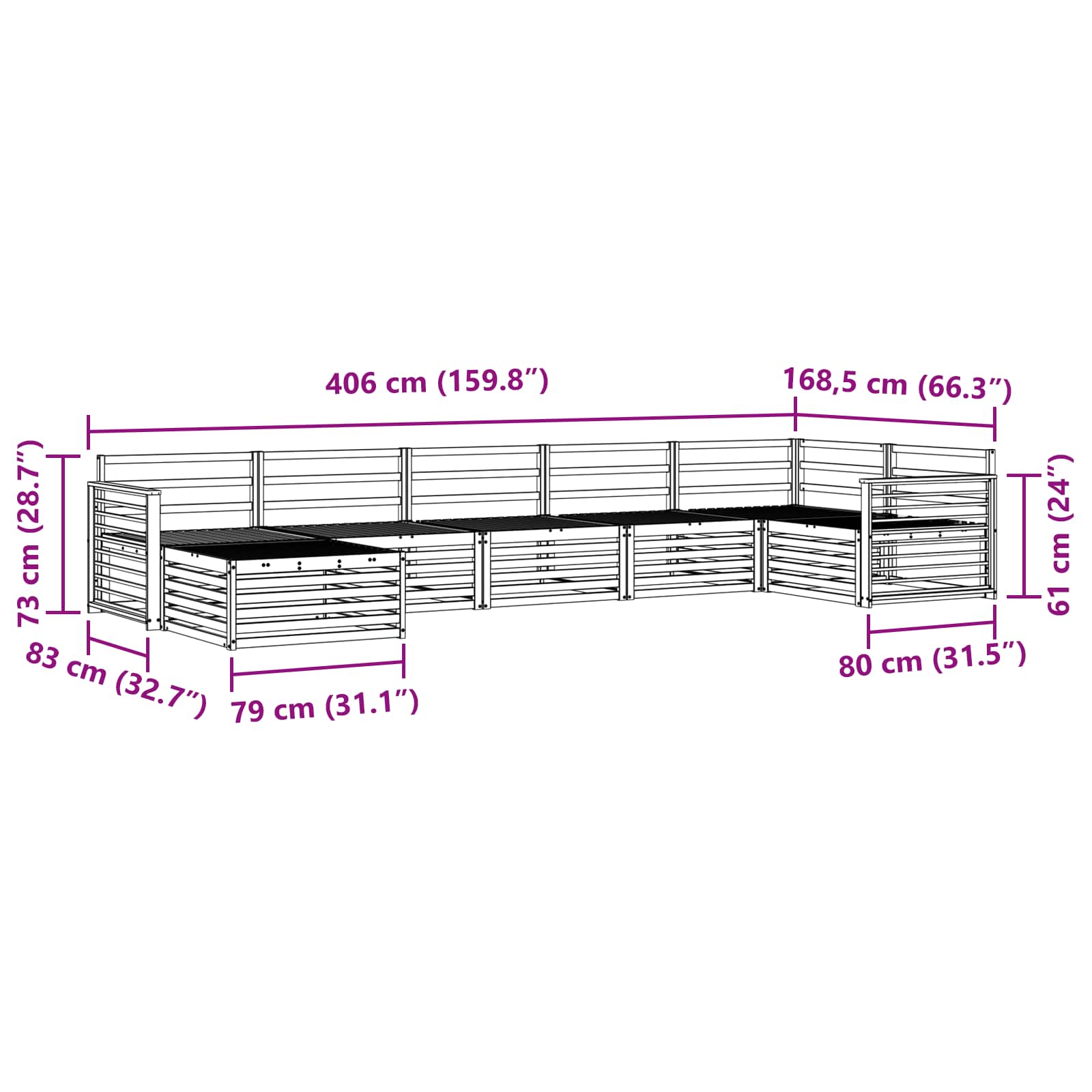 Outdoor-Sofagarnitur 7 pcs Natur