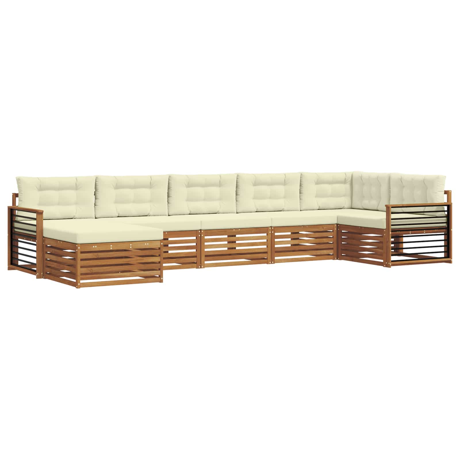 Outdoor-Sofagarnitur 7 stk. Natur und Creme