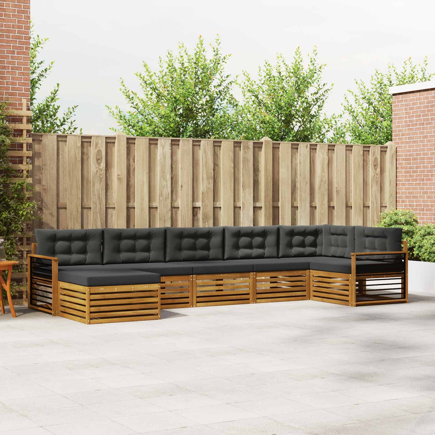 Outdoor-Sofagarnitur mit Kissen 7 pcs Natur und Anthrazit