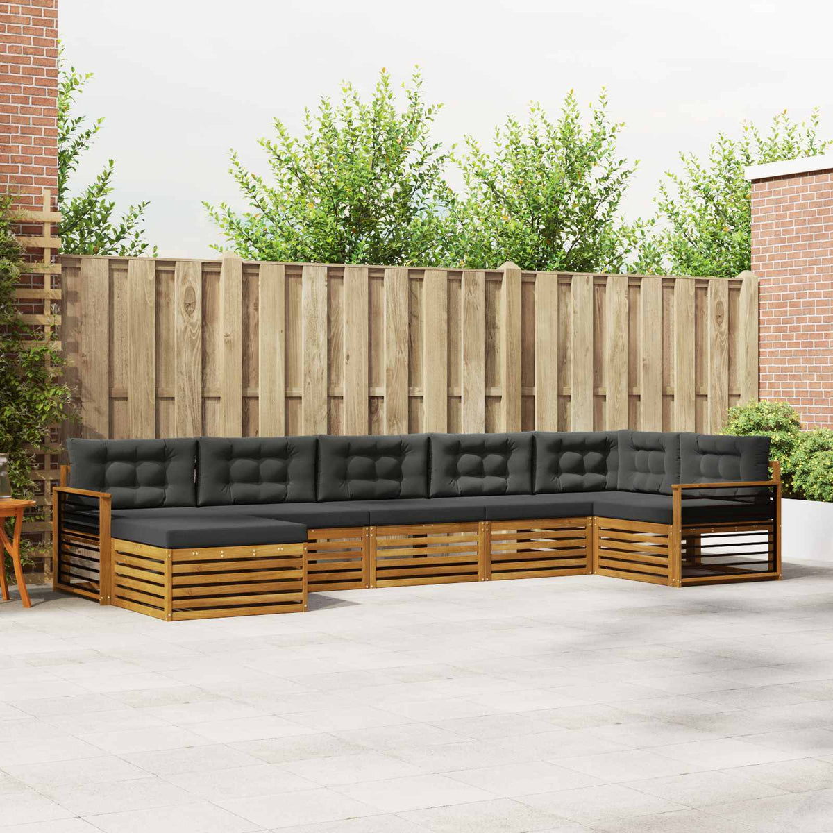 Outdoor-Sofagarnitur 7 stk. Natur und Anthrazit