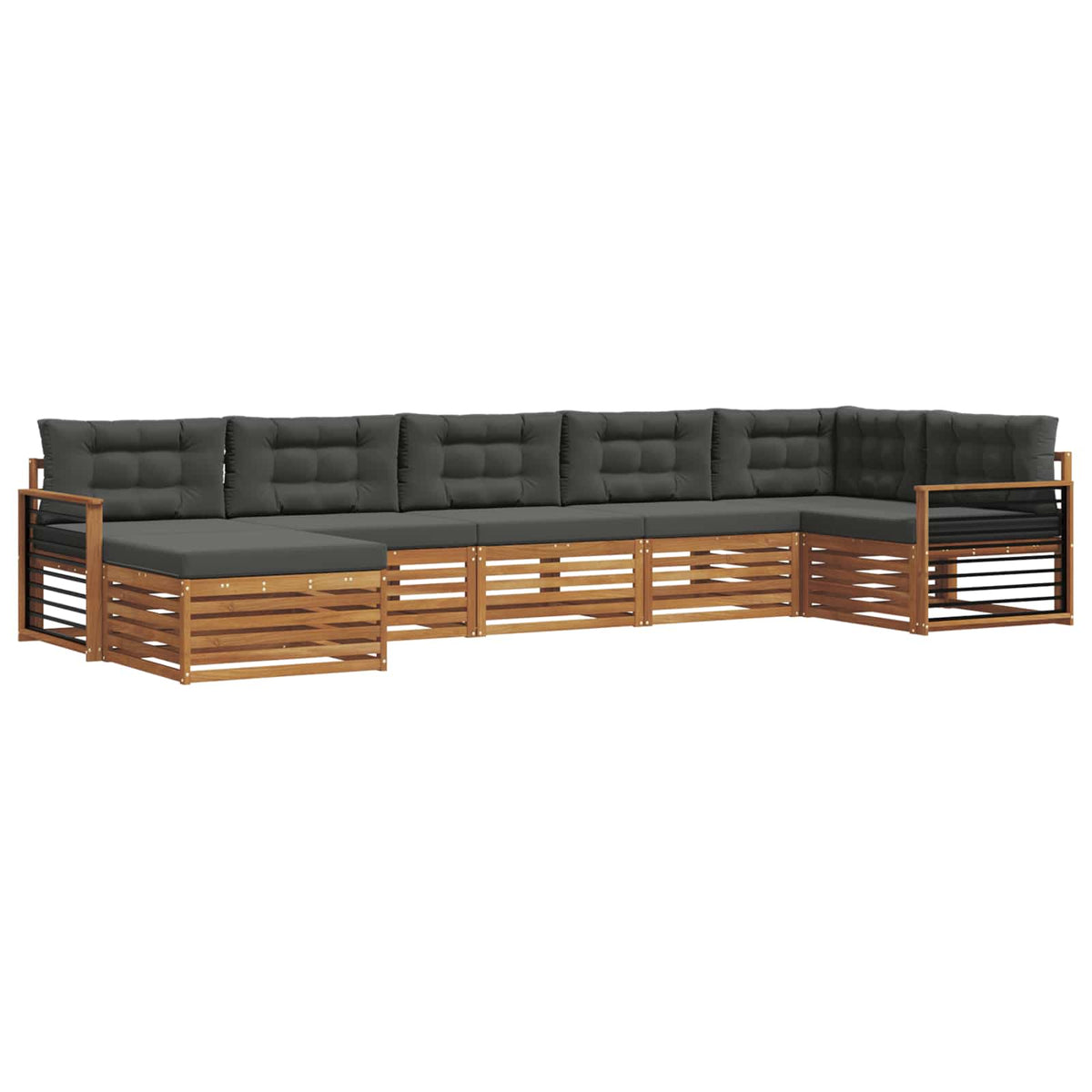 Outdoor-Sofagarnitur 7 stk. Natur und Anthrazit