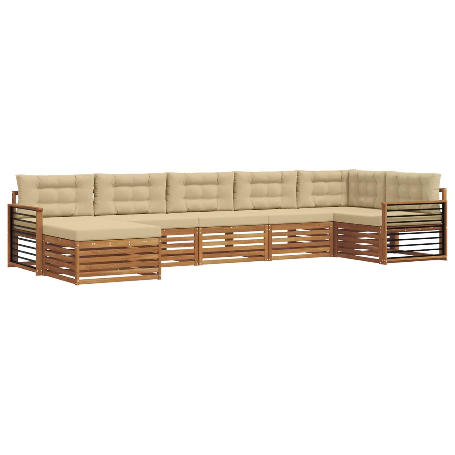 Outdoor-Sofagarnitur 7 stk. Natur und Beige