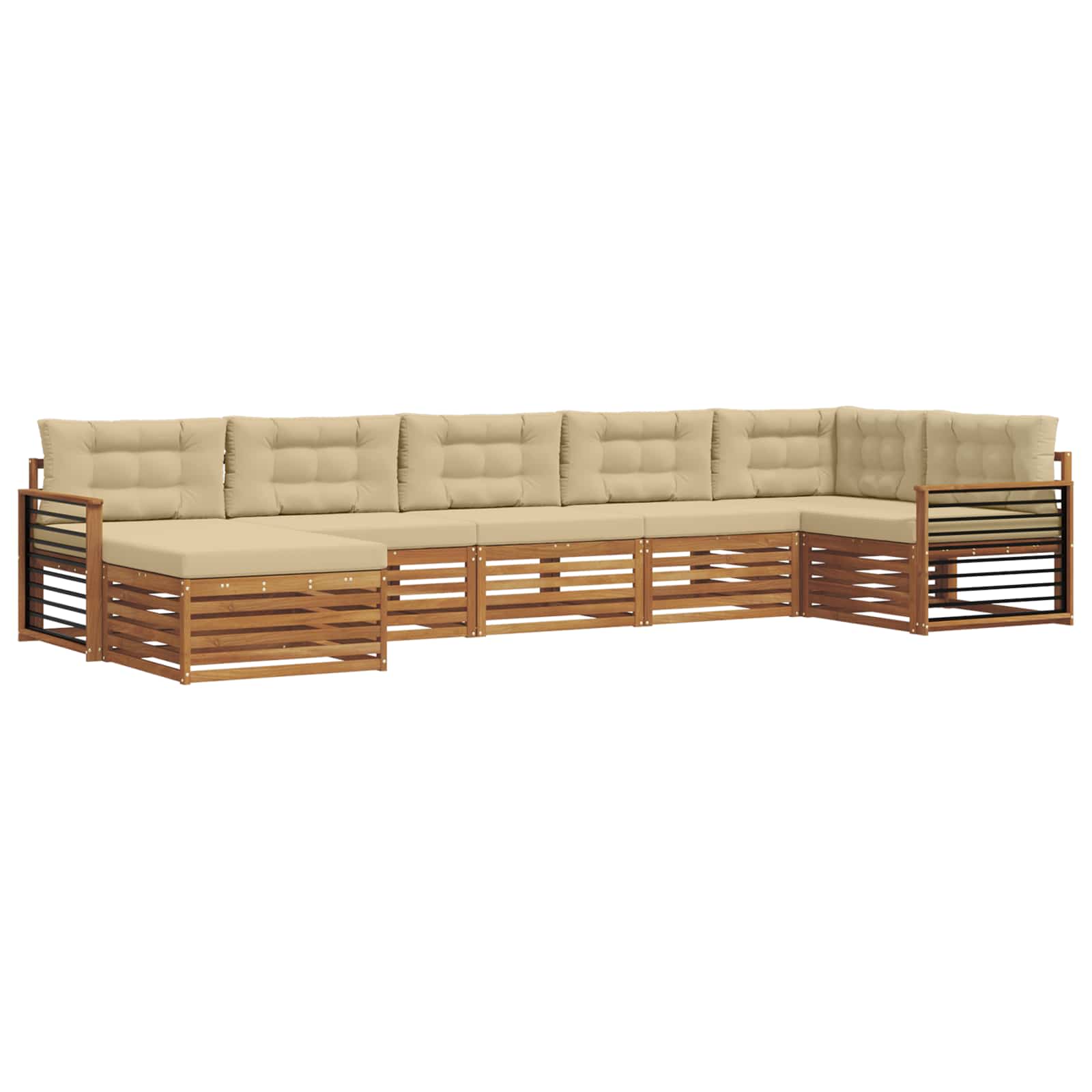 Outdoor-Sofagarnitur 7 stk. Natur und Beige