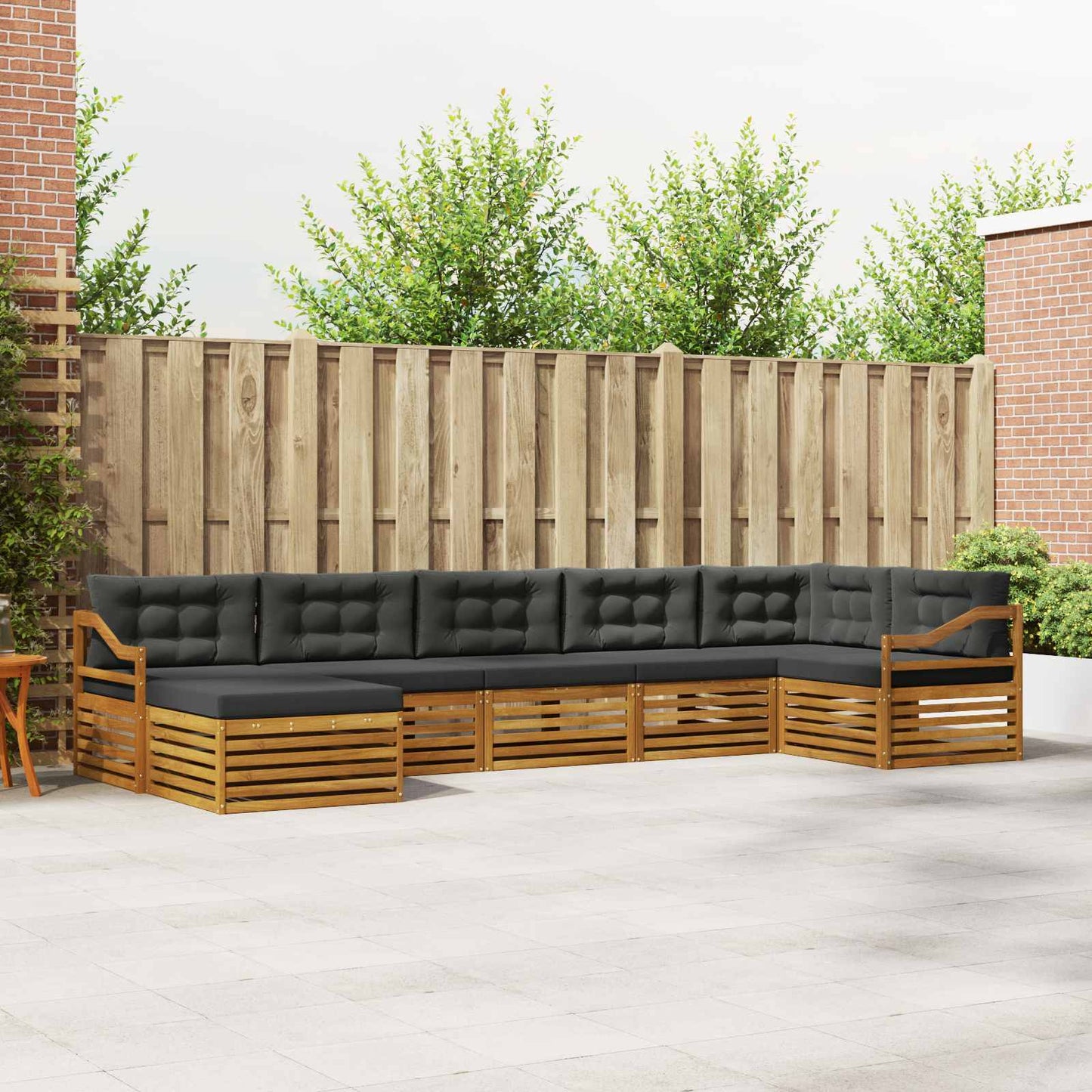 Outdoor-Sofagarnitur 7 stk. Natur und Anthrazit