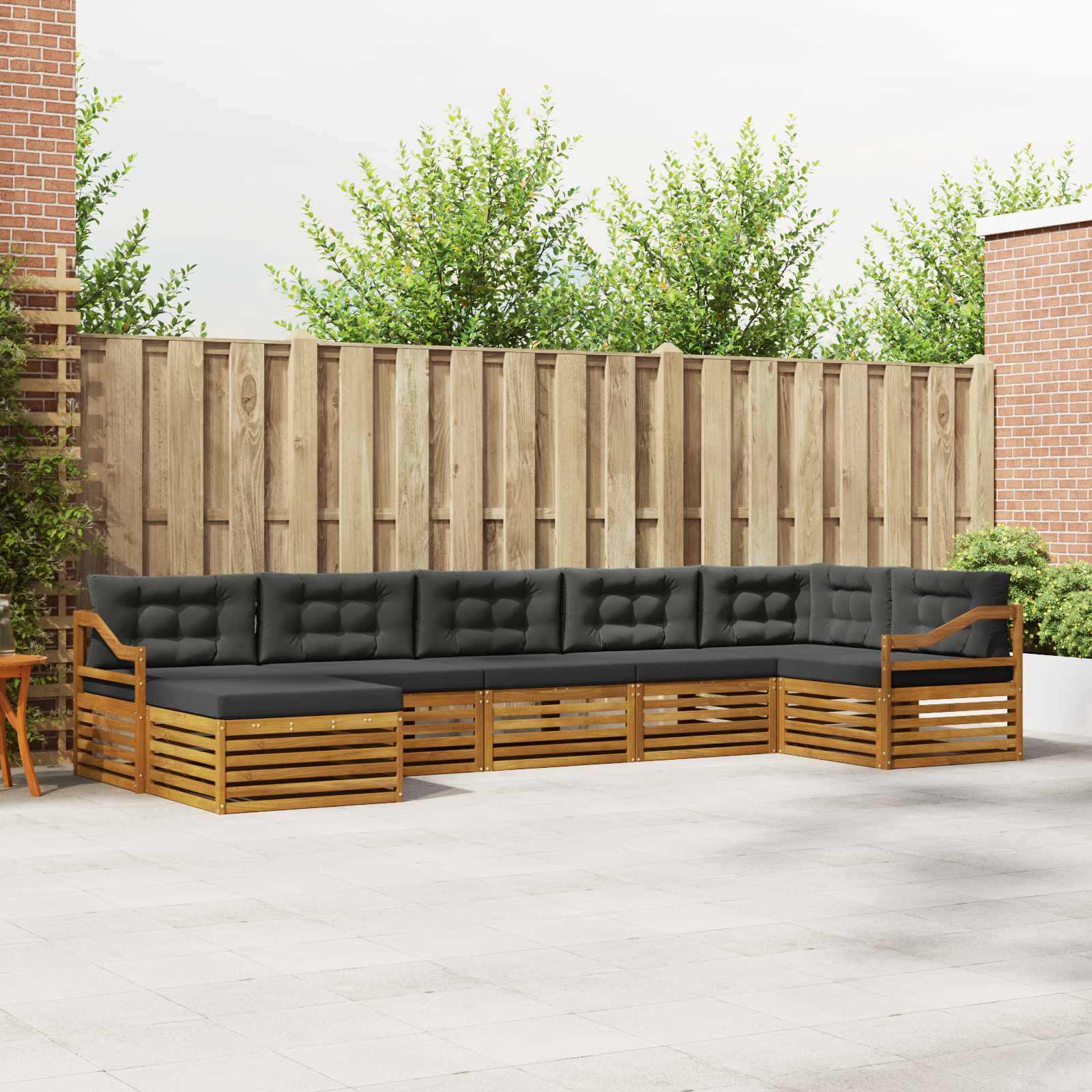 Outdoor-Sofagarnitur 7 stk. Natur und Anthrazit