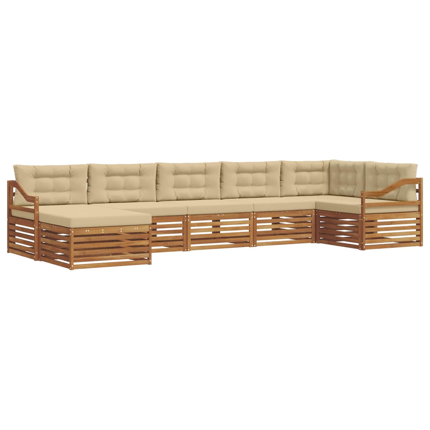 Outdoor-Sofagarnitur 7 stk. Natur und Beige